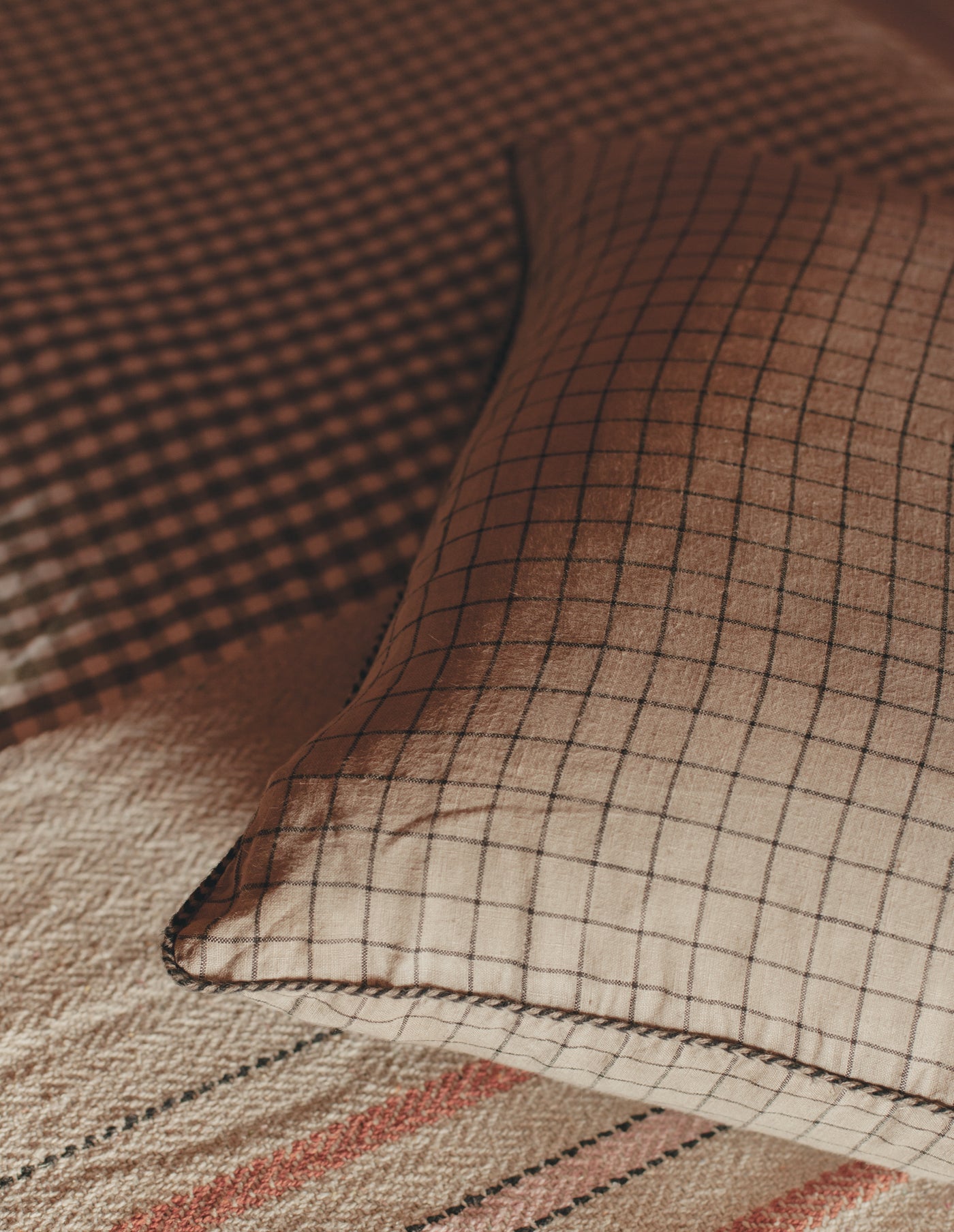 Checked Linen Cushion, Madam Stoltz