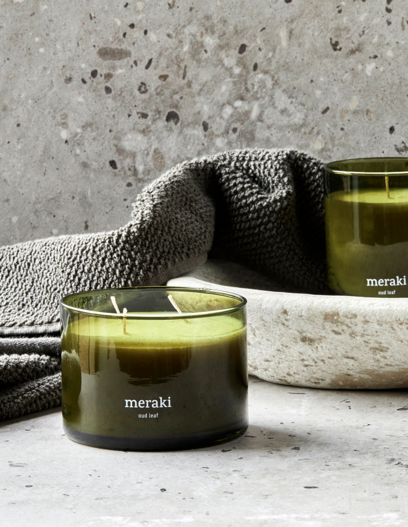 Oud Leaf 3 Wick Large Candle, Meraki