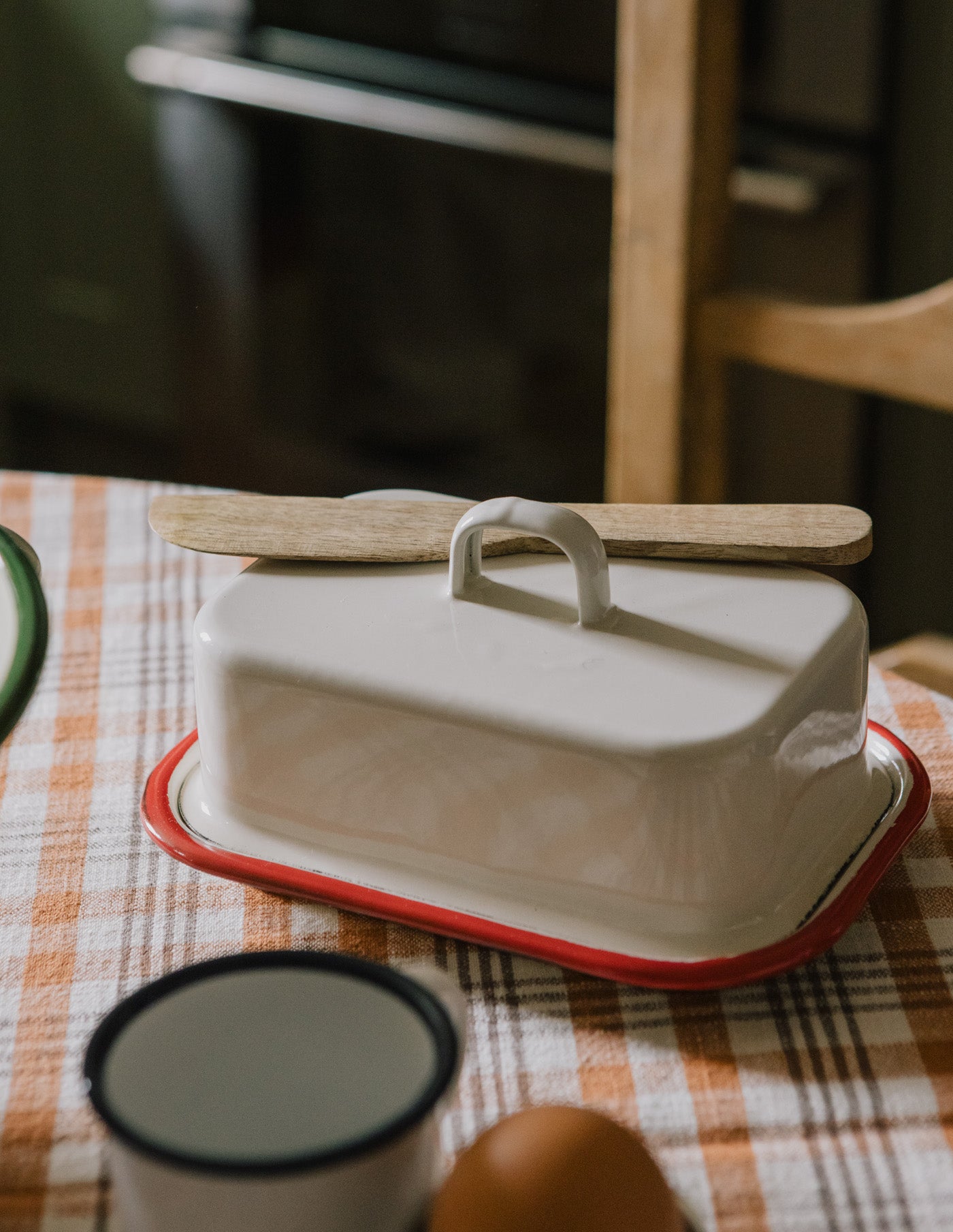 Bordeaux Red Enamel Butter Dish