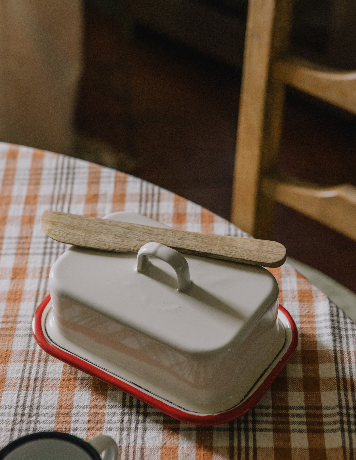 Bordeaux Red Enamel Butter Dish