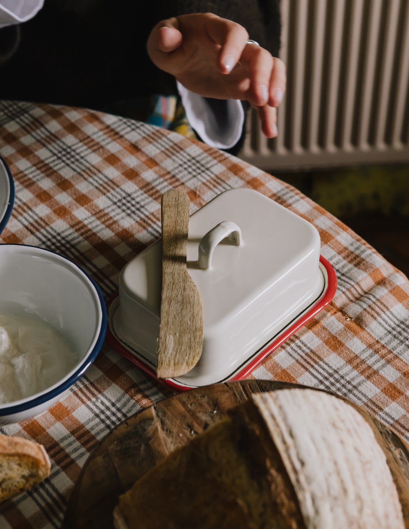 Bordeaux Red Enamel Butter Dish