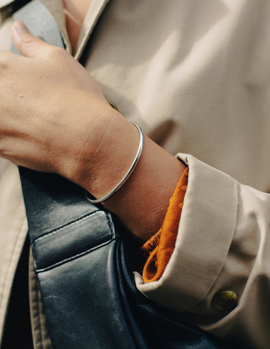 Minimal Silver Bangle, Waterproof