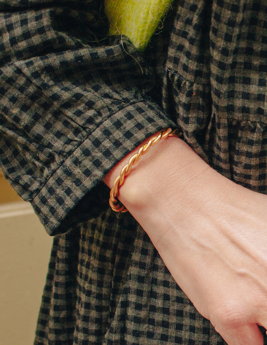 Gold Twist Cuff Bangle, Tarnish-Free Gold Plating