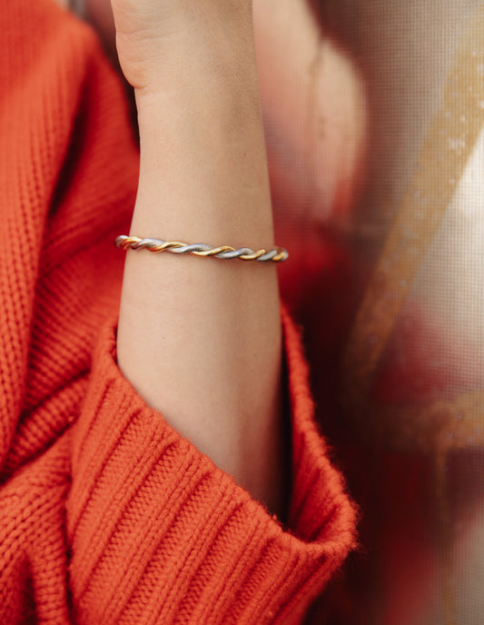 Silver Twist Cuff Bangle, Tarnish-Free Silver Plating