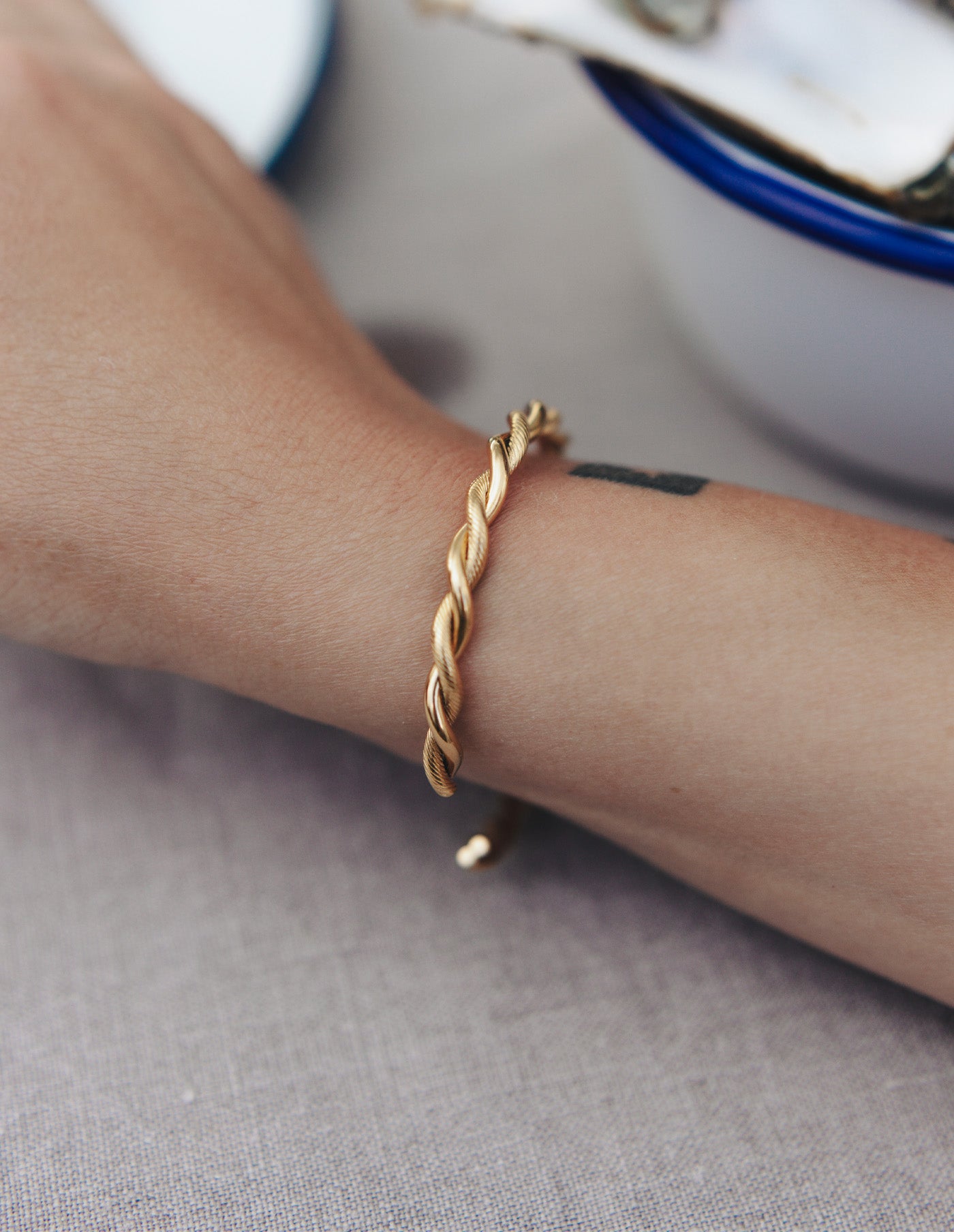 Gold Twist Cuff Bangle, Tarnish-Free Gold Plating