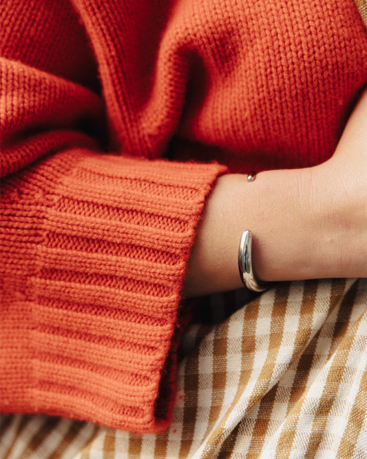 Silver Bold Fluid Bangle, Tarnish-Free Silver Plating
