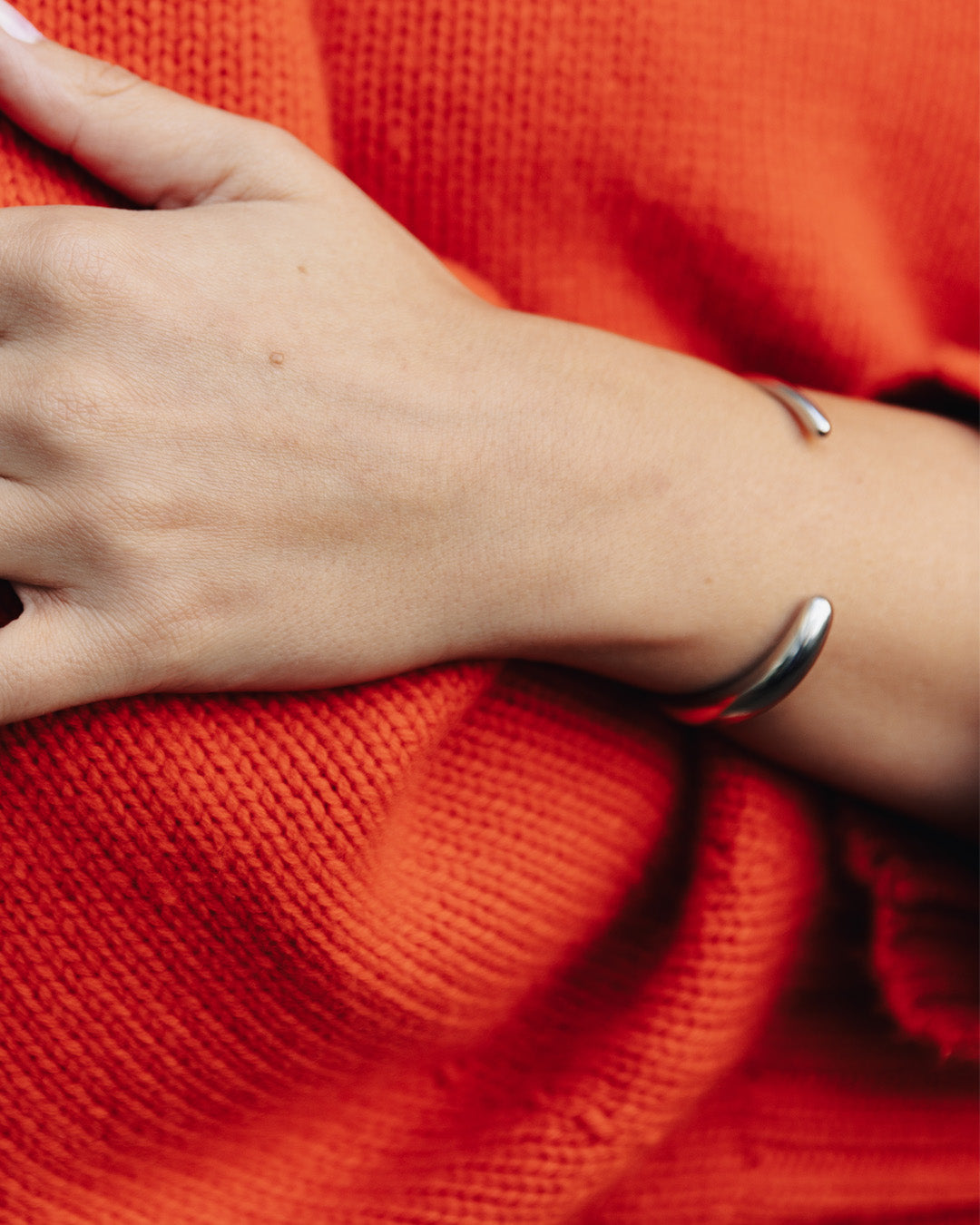 Silver Bold Fluid Bangle, Tarnish-Free Silver Plating