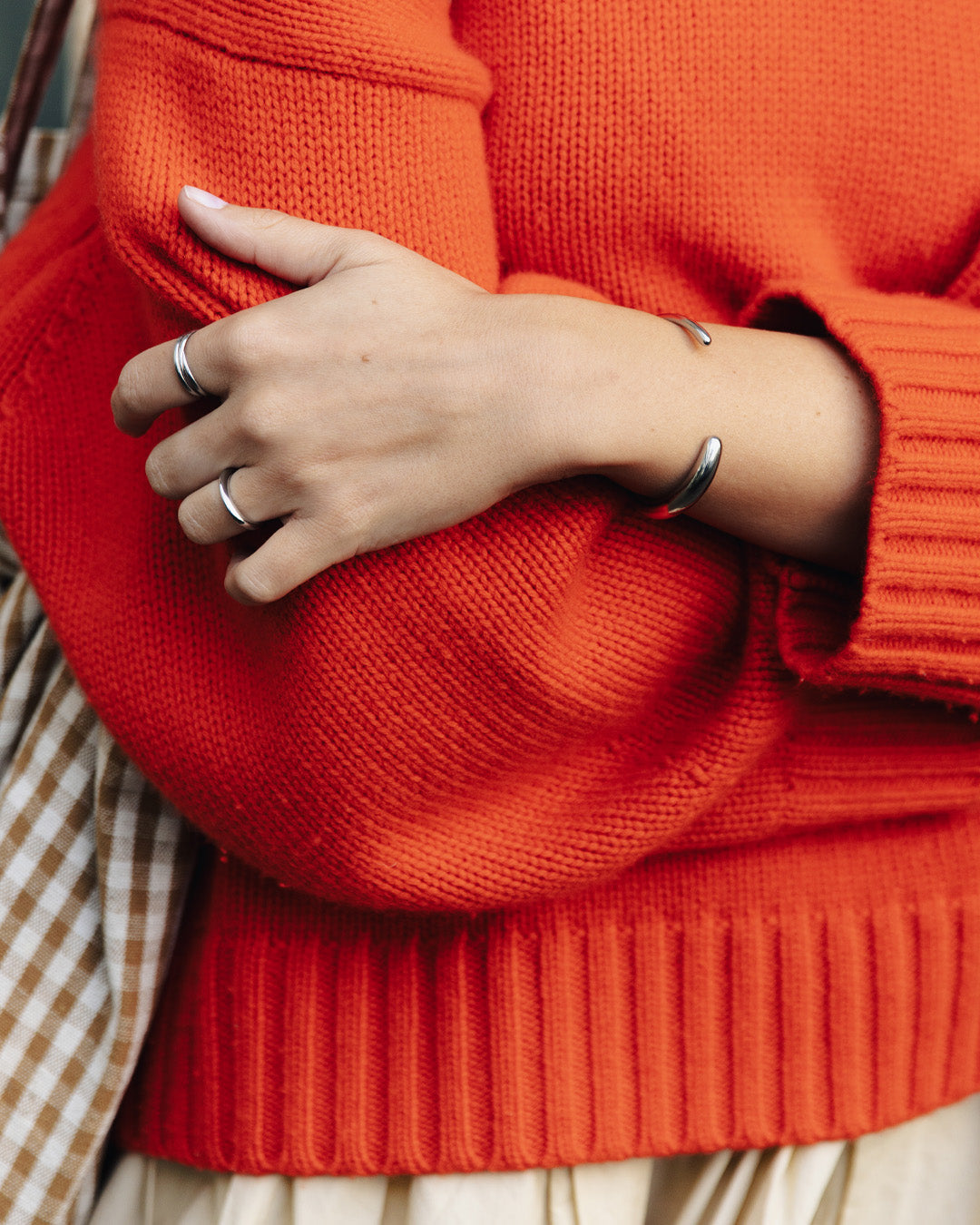 Silver Bold Fluid Bangle, Tarnish-Free Silver Plating