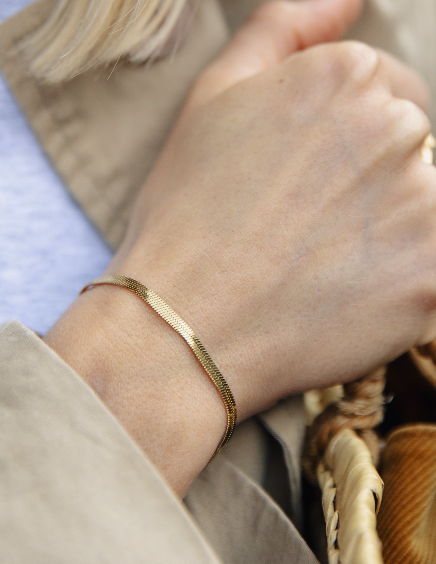 Gold Snake Chain Bracelet, Tarnish-Free Gold Plating