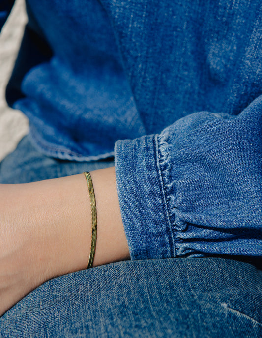 Gold Snake Chain Bracelet, Tarnish-Free Gold Plating