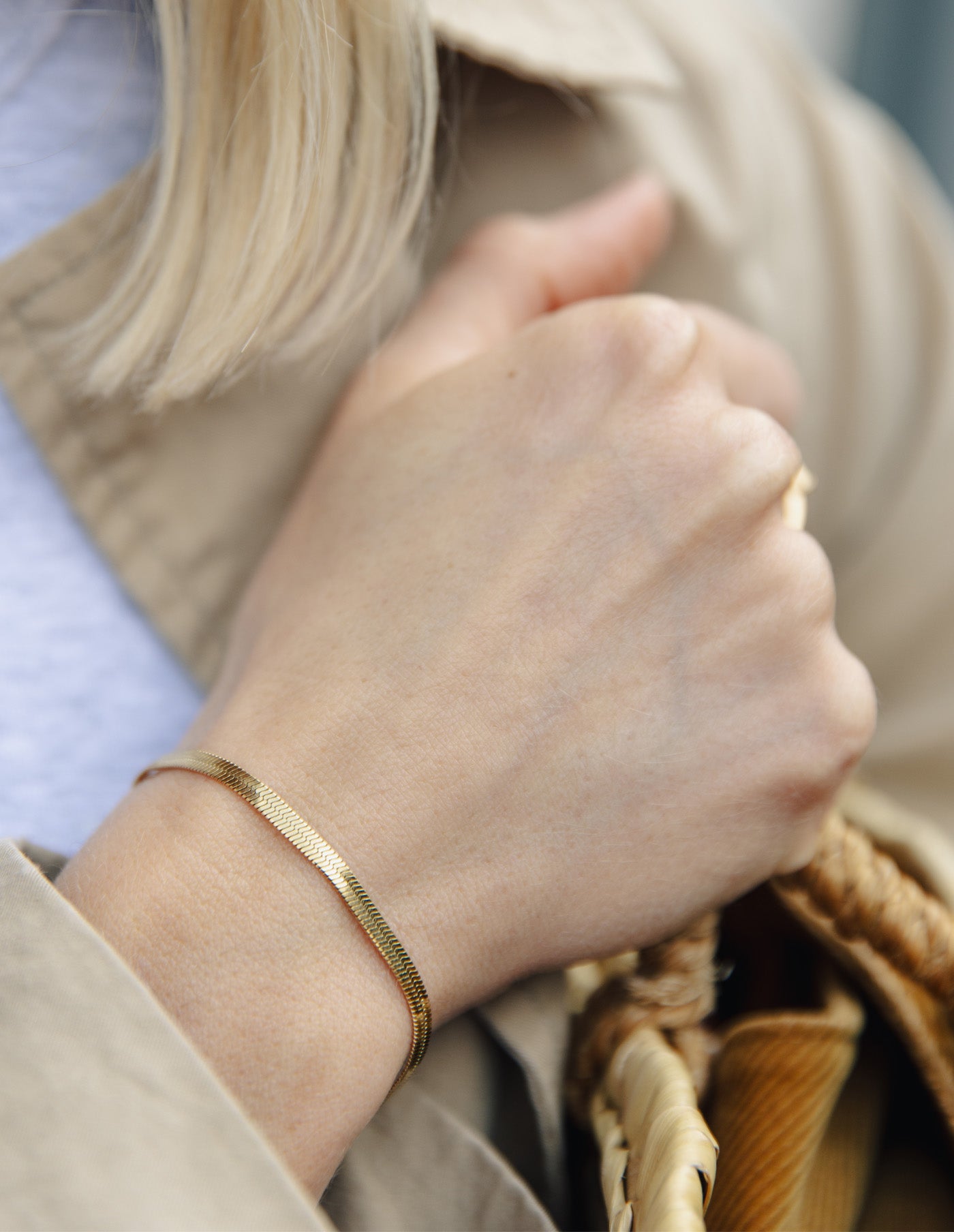 Gold Snake Chain Bracelet, Tarnish-Free Gold Plating