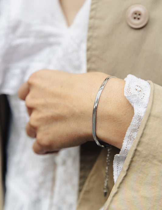 Silver Snake Chain Bracelet, Tarnish-Free Silver Plating