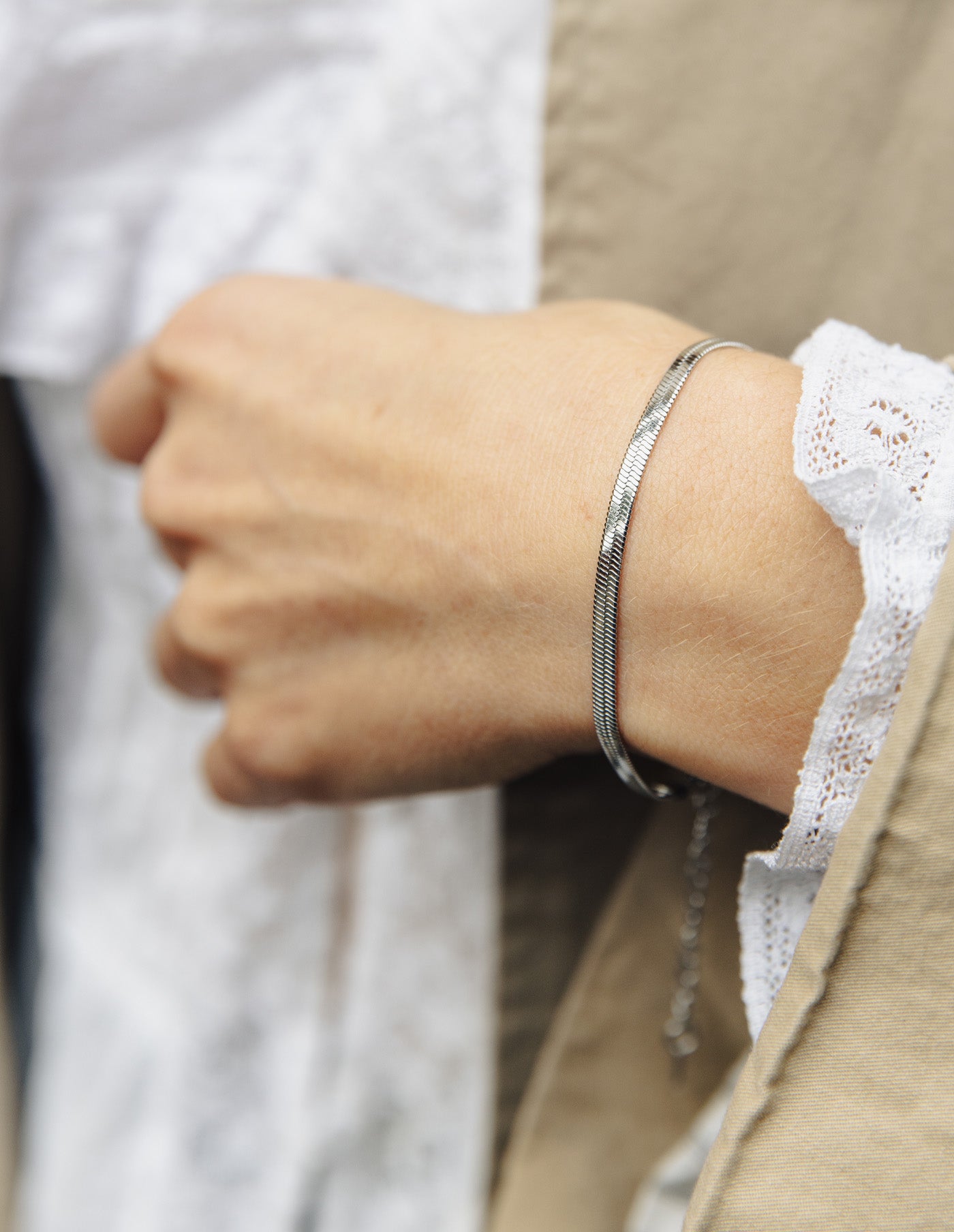 Silver Snake Chain Bracelet, Tarnish-Free Silver Plating