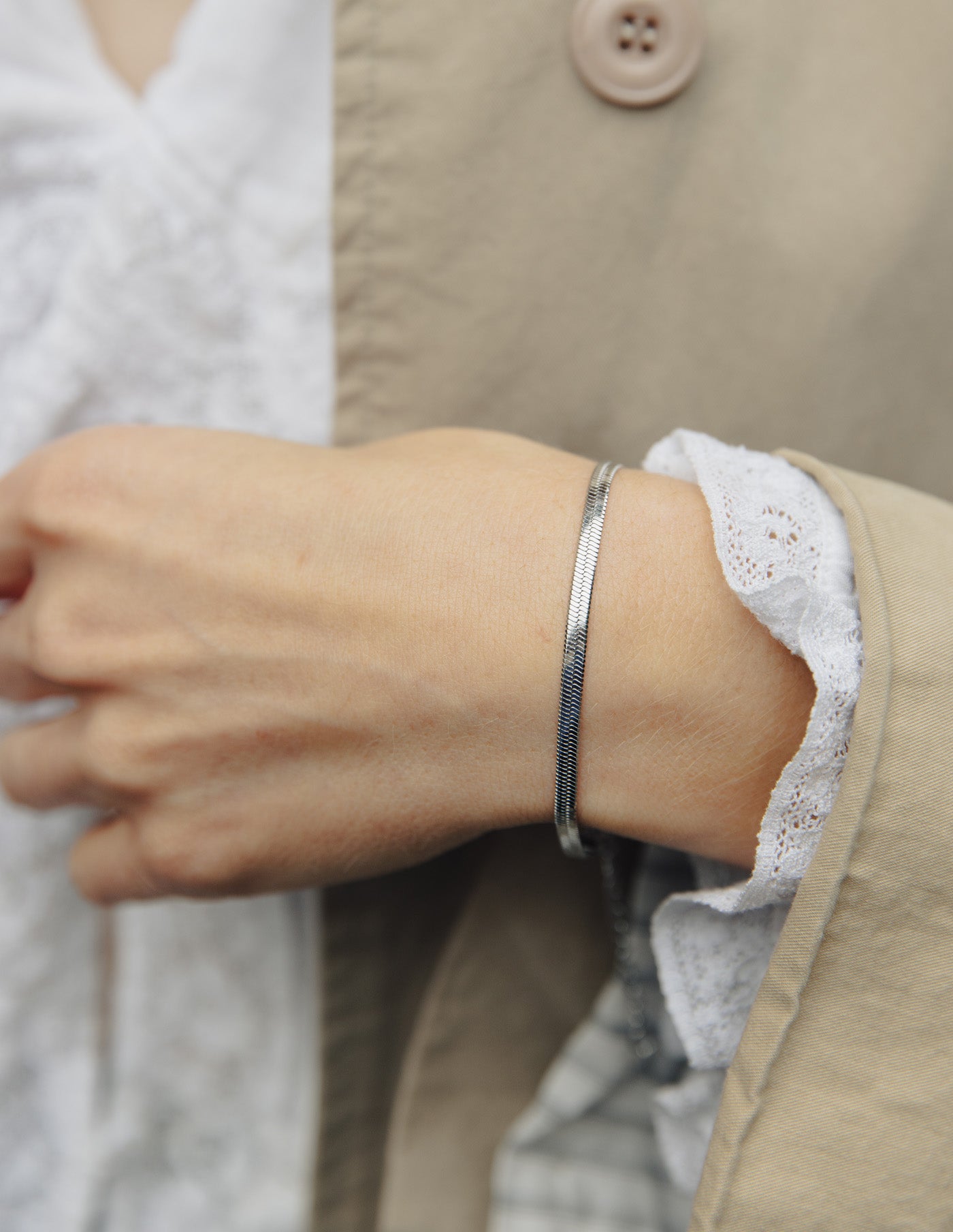 Silver Snake Chain Bracelet, Tarnish-Free Silver Plating