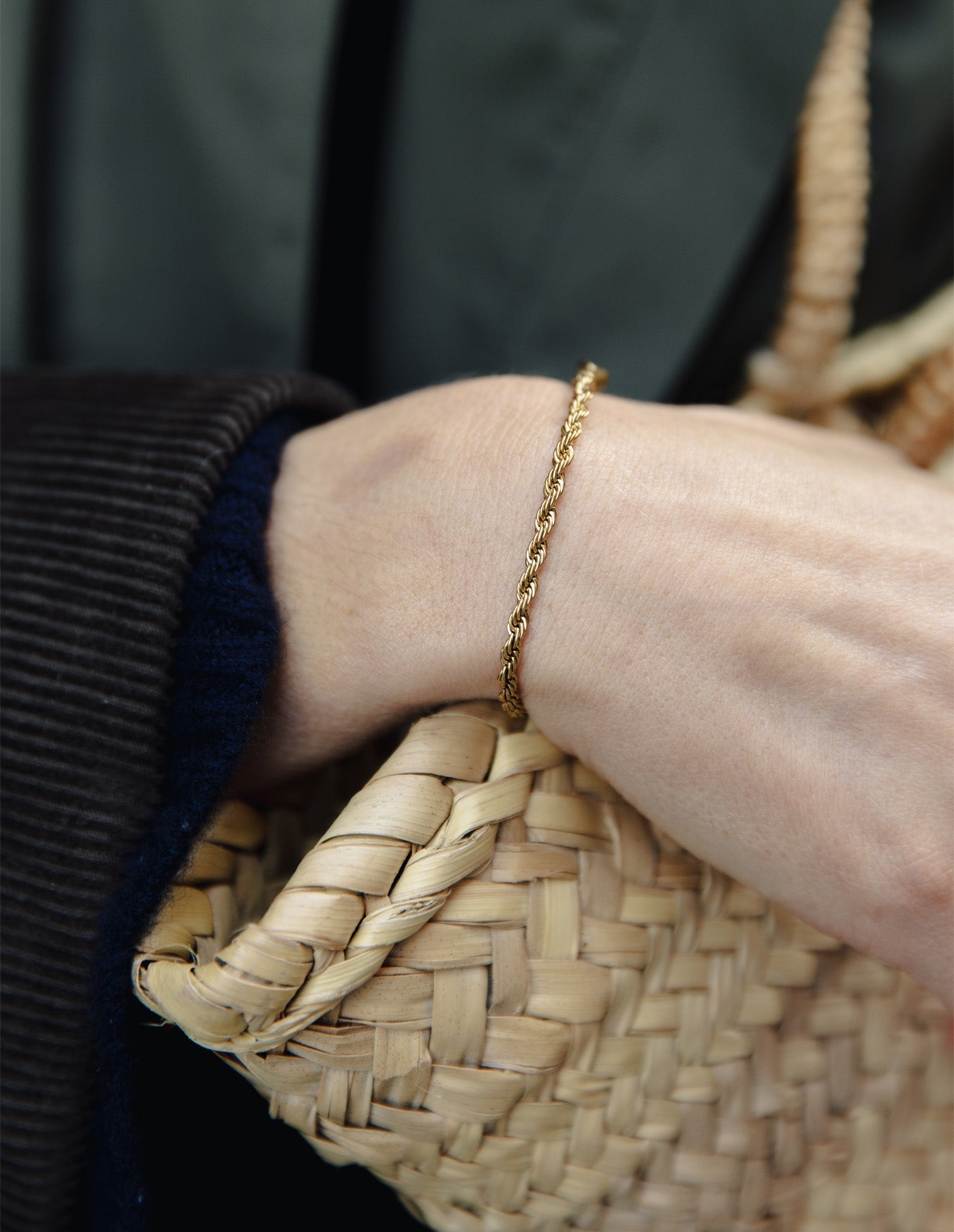 Gold 3mm Rope Twist Bracelet, Tarnish-Free Gold Plating