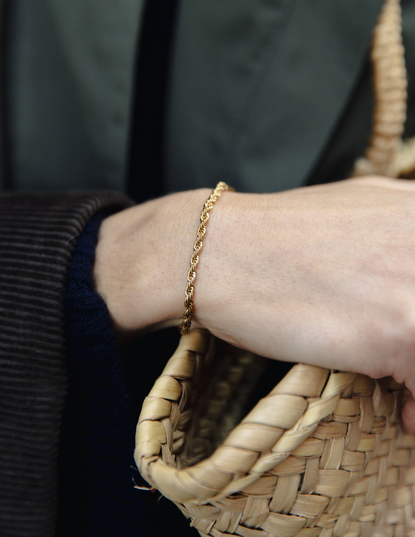 Gold 3mm Rope Twist Bracelet, Tarnish-Free Gold Plating