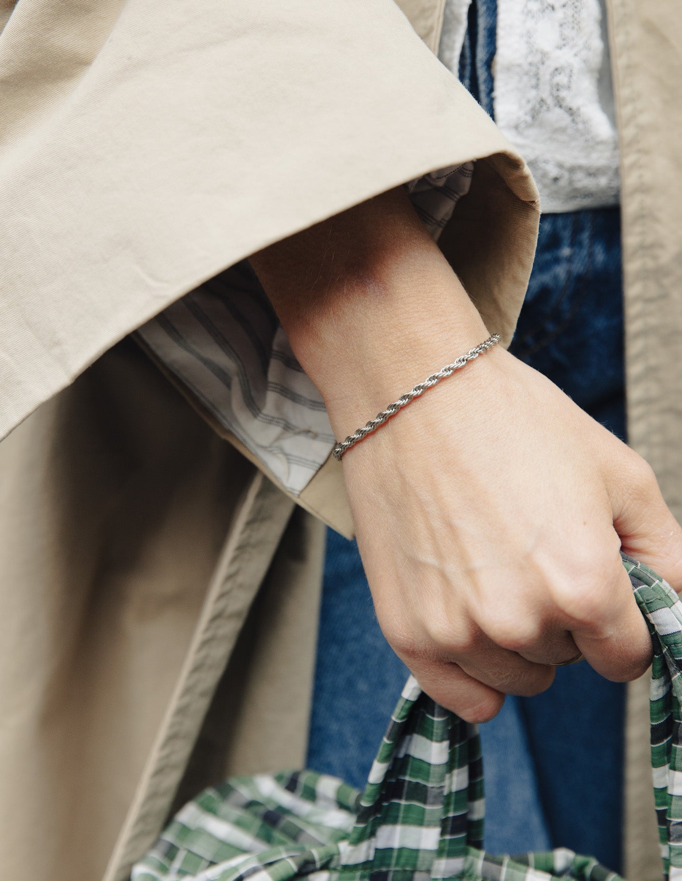 Silver 3mm Rope Twist Bracelet, Tarnish-Free Silver Plating