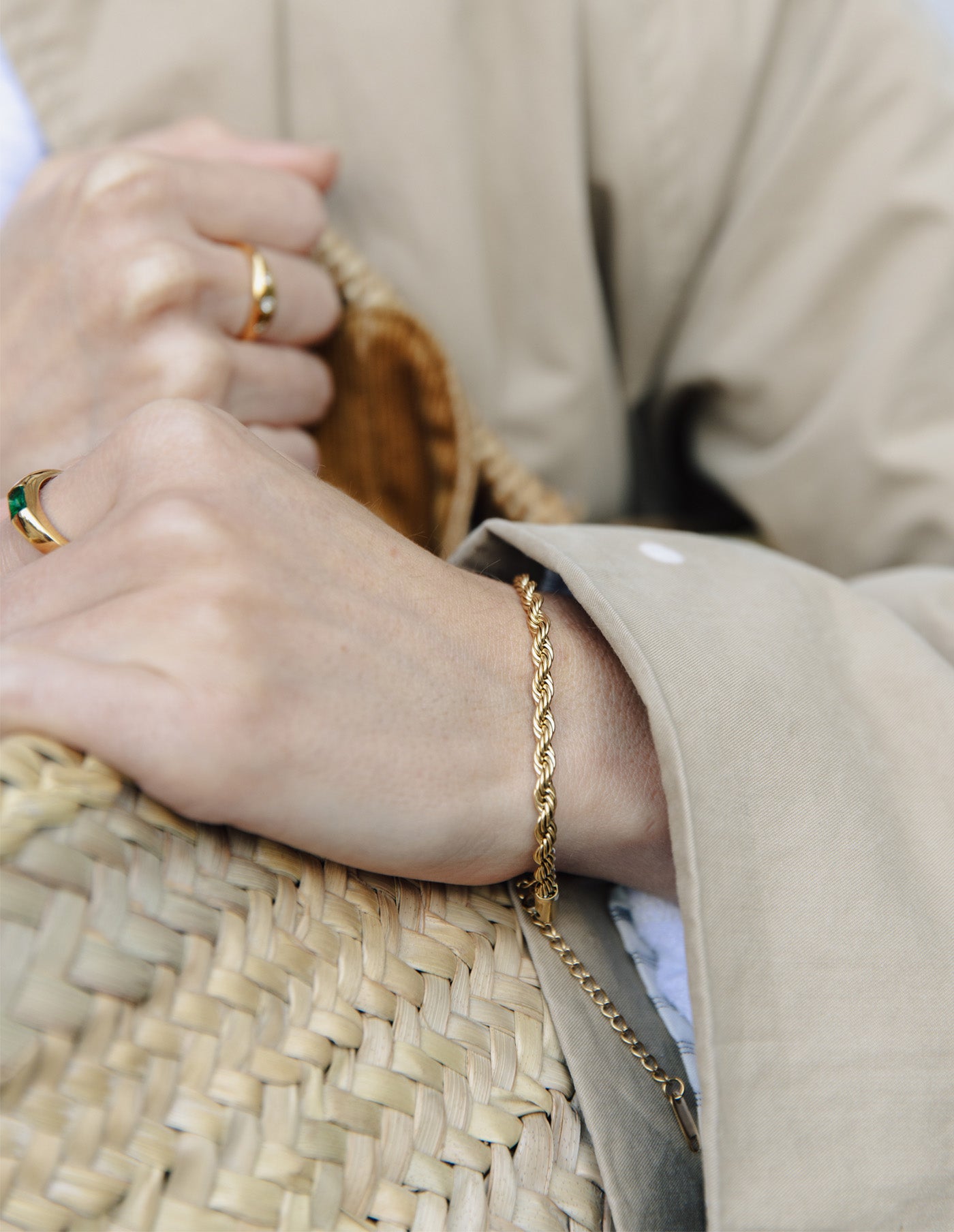 Gold 4mm Rope Twist Bracelet, Tarnish-Free Gold Plating