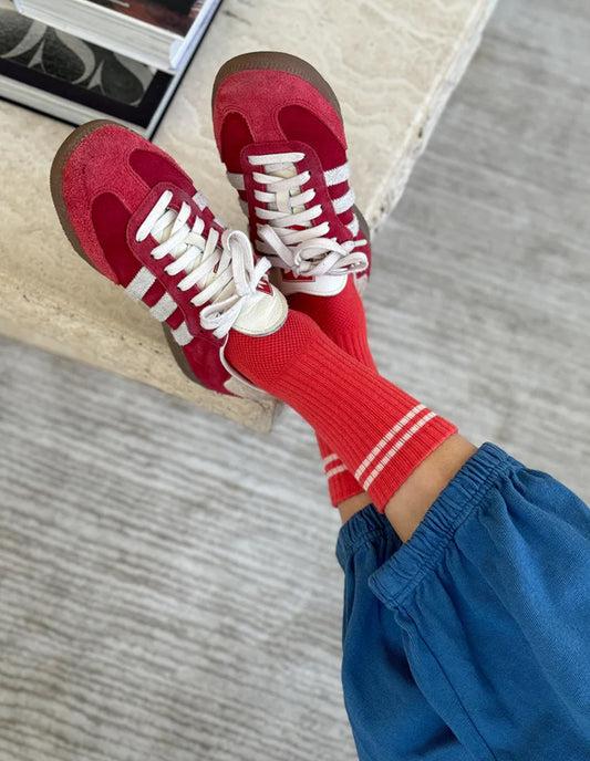 Coral Cotton Boyfriend Socks, Le Bon Shoppe