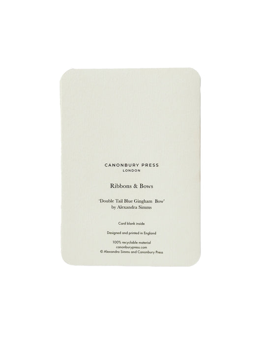 Blue Gingham Bow Greeting Card, Canonbury Press