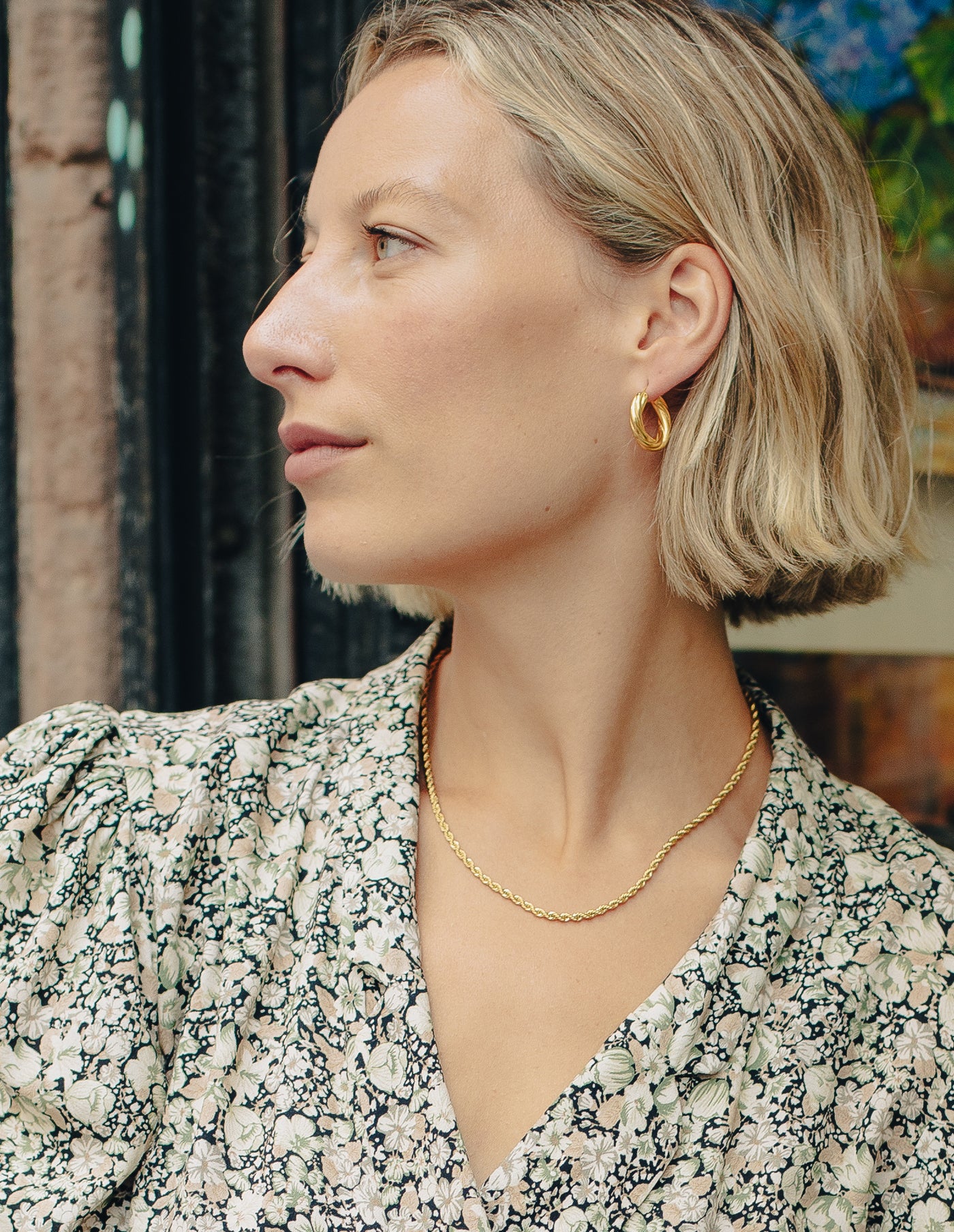 Gold Rope Twist Chain Necklace, Waterproof