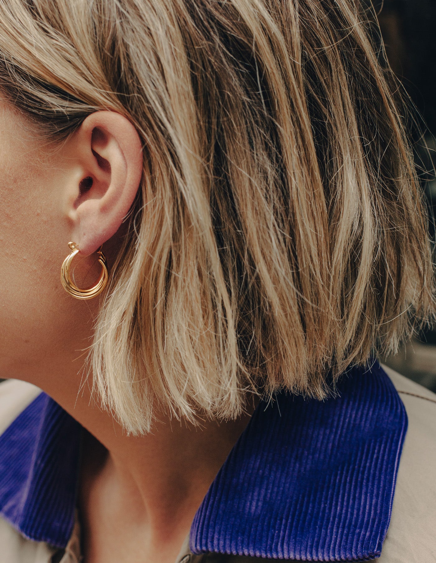 Gold Triple Entwine Hoop Earrings, Tarnish-Free Gold Plating