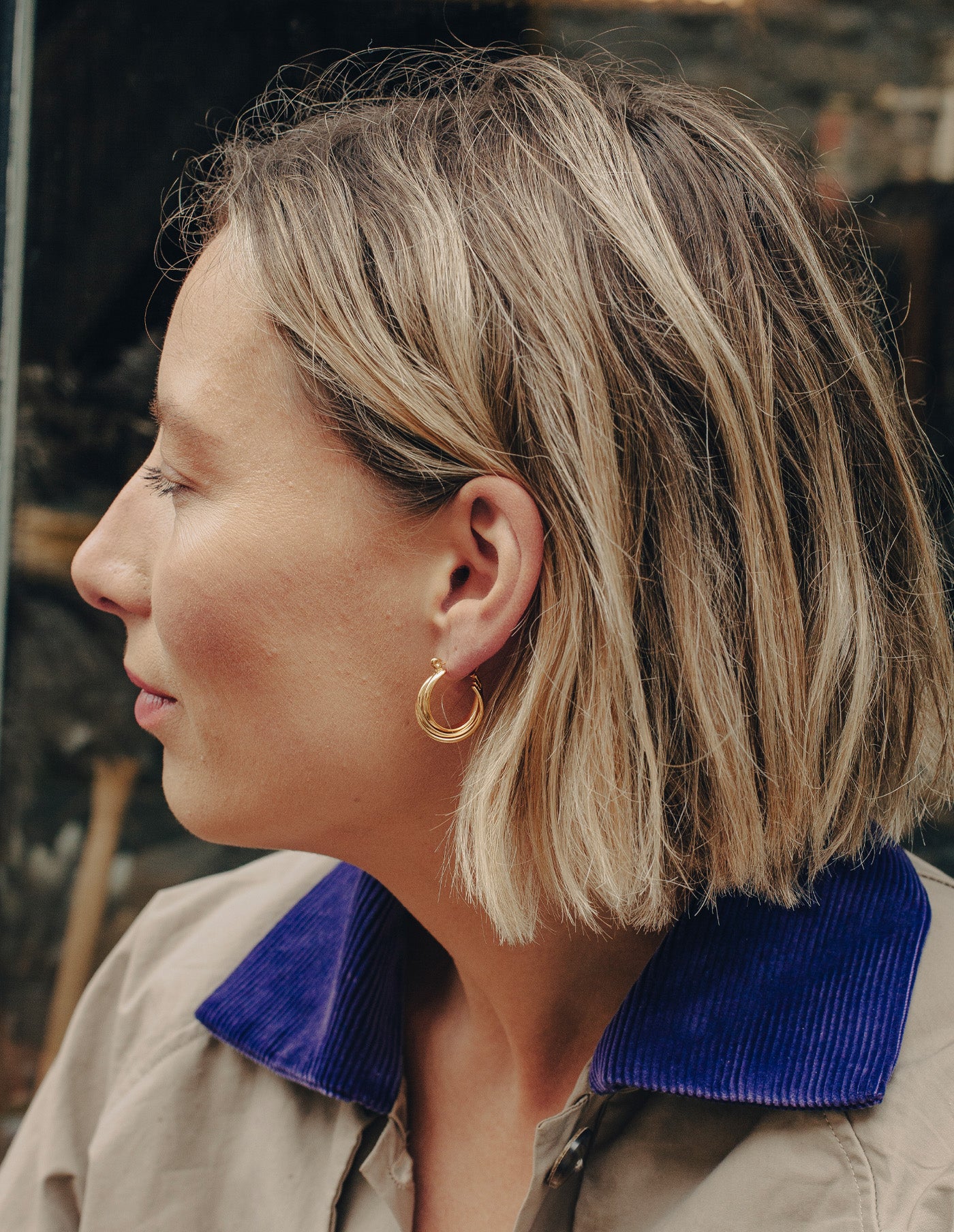 Gold Triple Entwine Hoop Earrings, Tarnish-Free Gold Plating