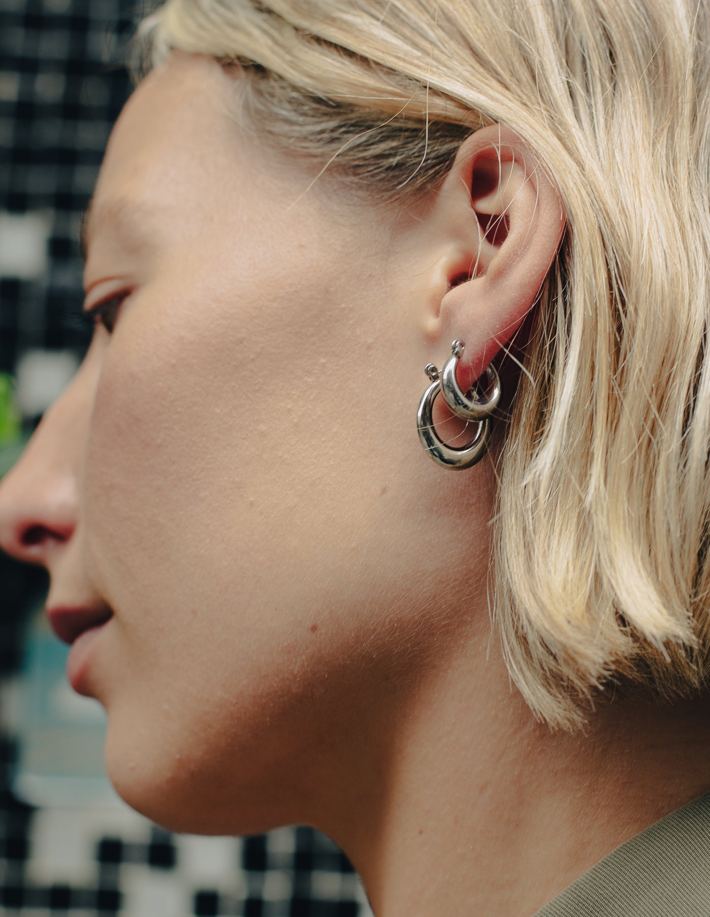 Silver Mini Crescent Hoop Earrings, Waterproof