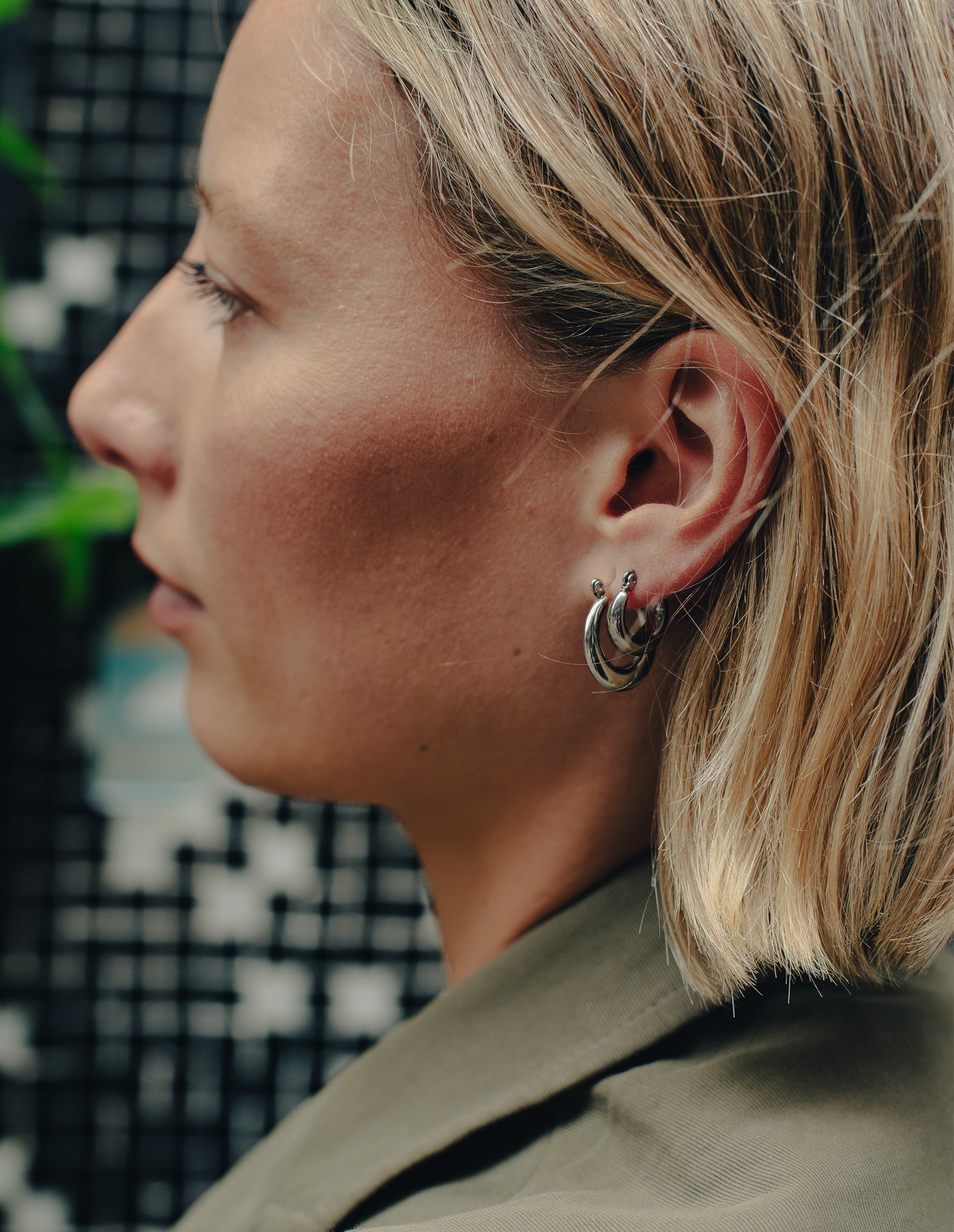 Silver Mini Crescent Hoop Earrings, Waterproof