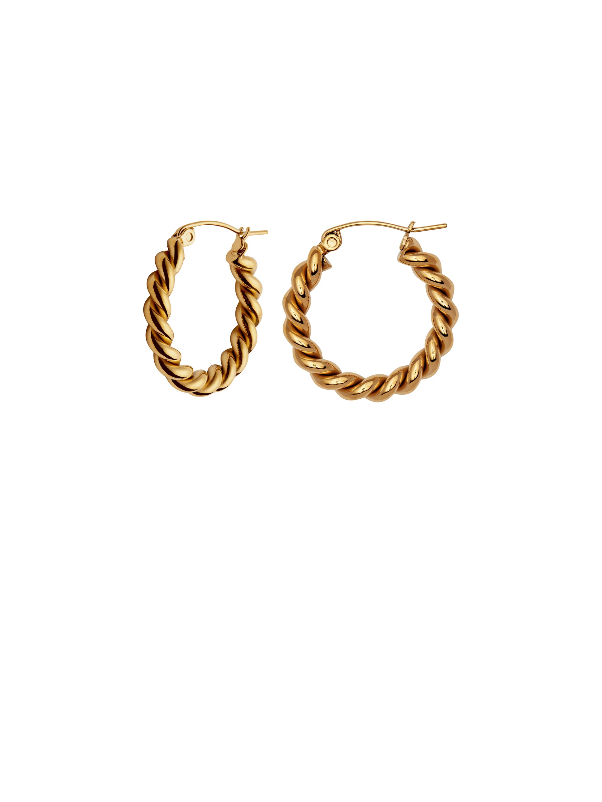 Gold Small Twist Hoop Earrings, Waterproof