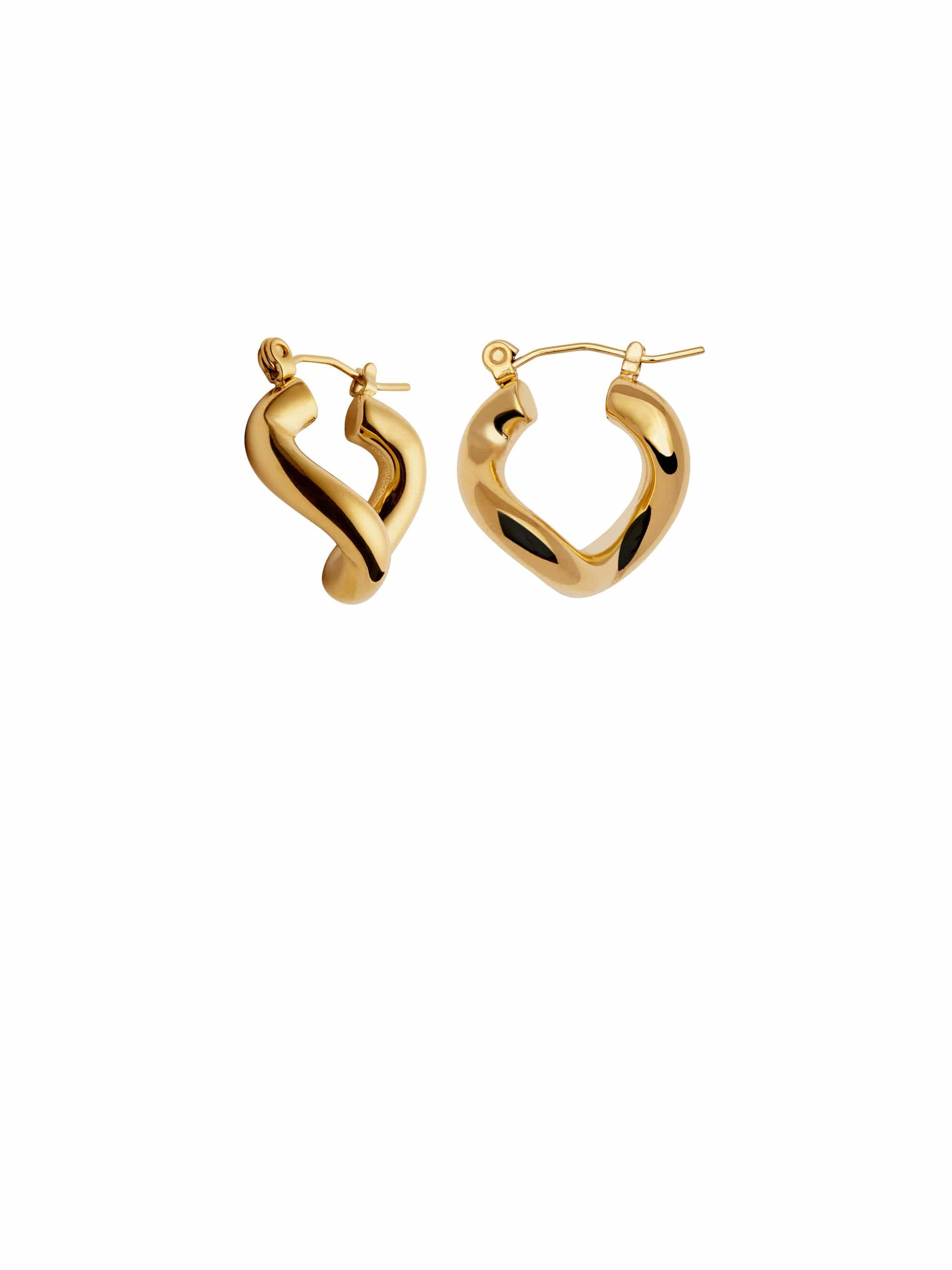 Gold Fluid Hoop Earrings, Waterproof