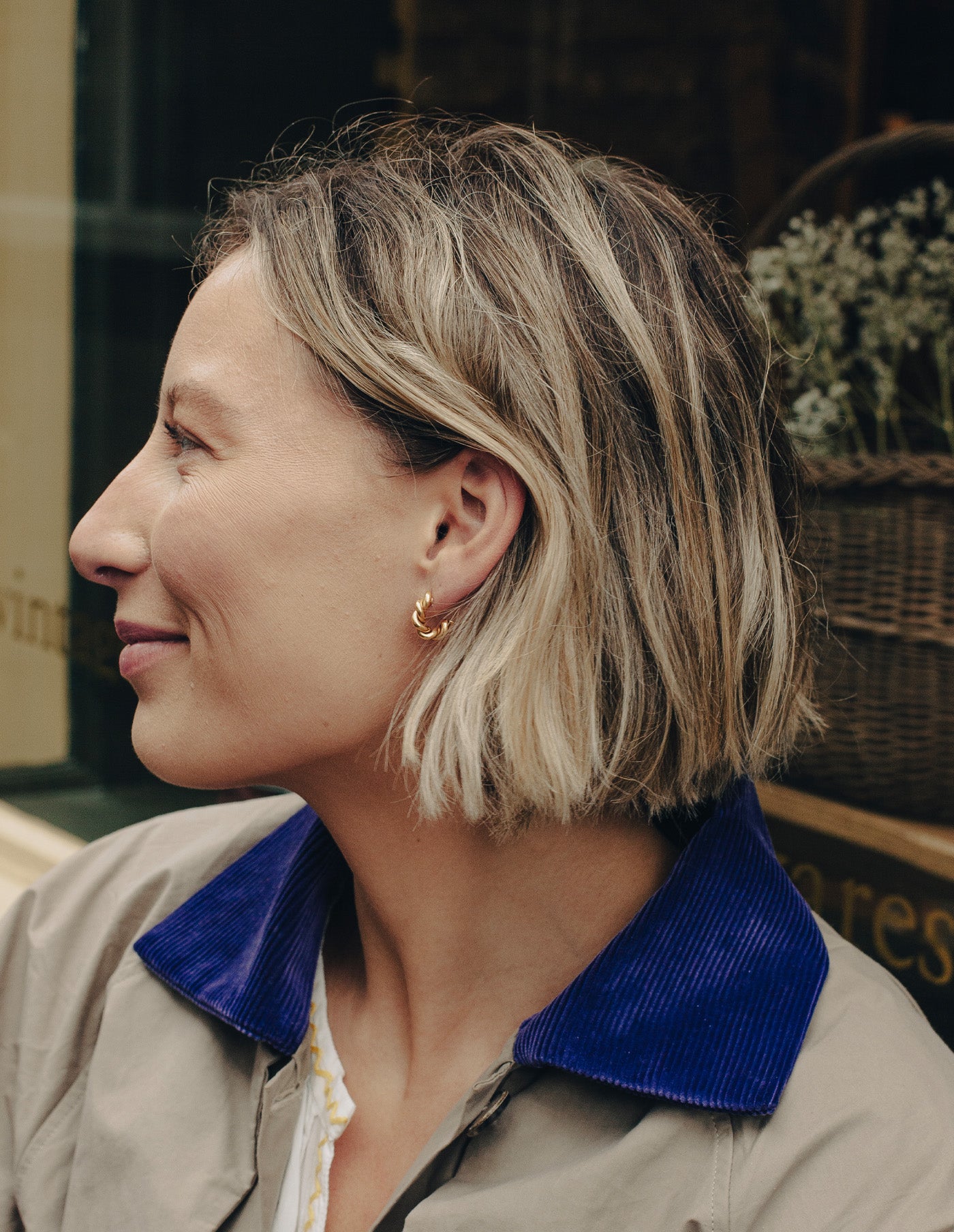 Gold Ridge Twist Hoop Earrings, Tarnish-Free Gold Plating