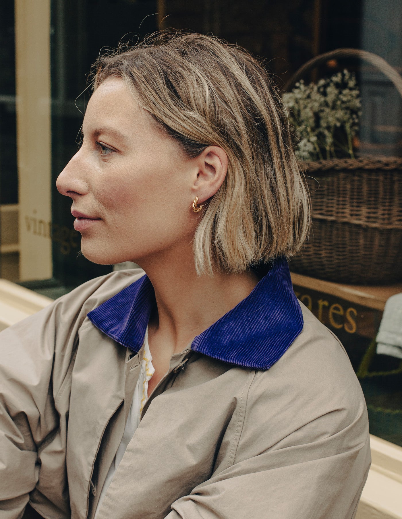 Gold Ridge Twist Hoop Earrings, Tarnish-Free Gold Plating