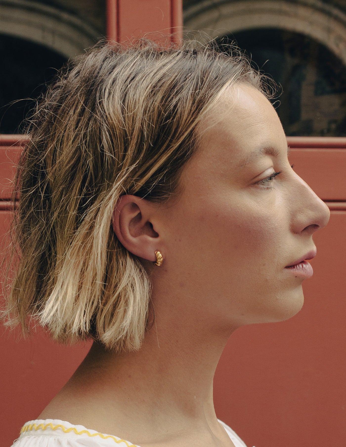 Gold Small Ridge Huggie Hoop, Tarnish-Free Gold Plating