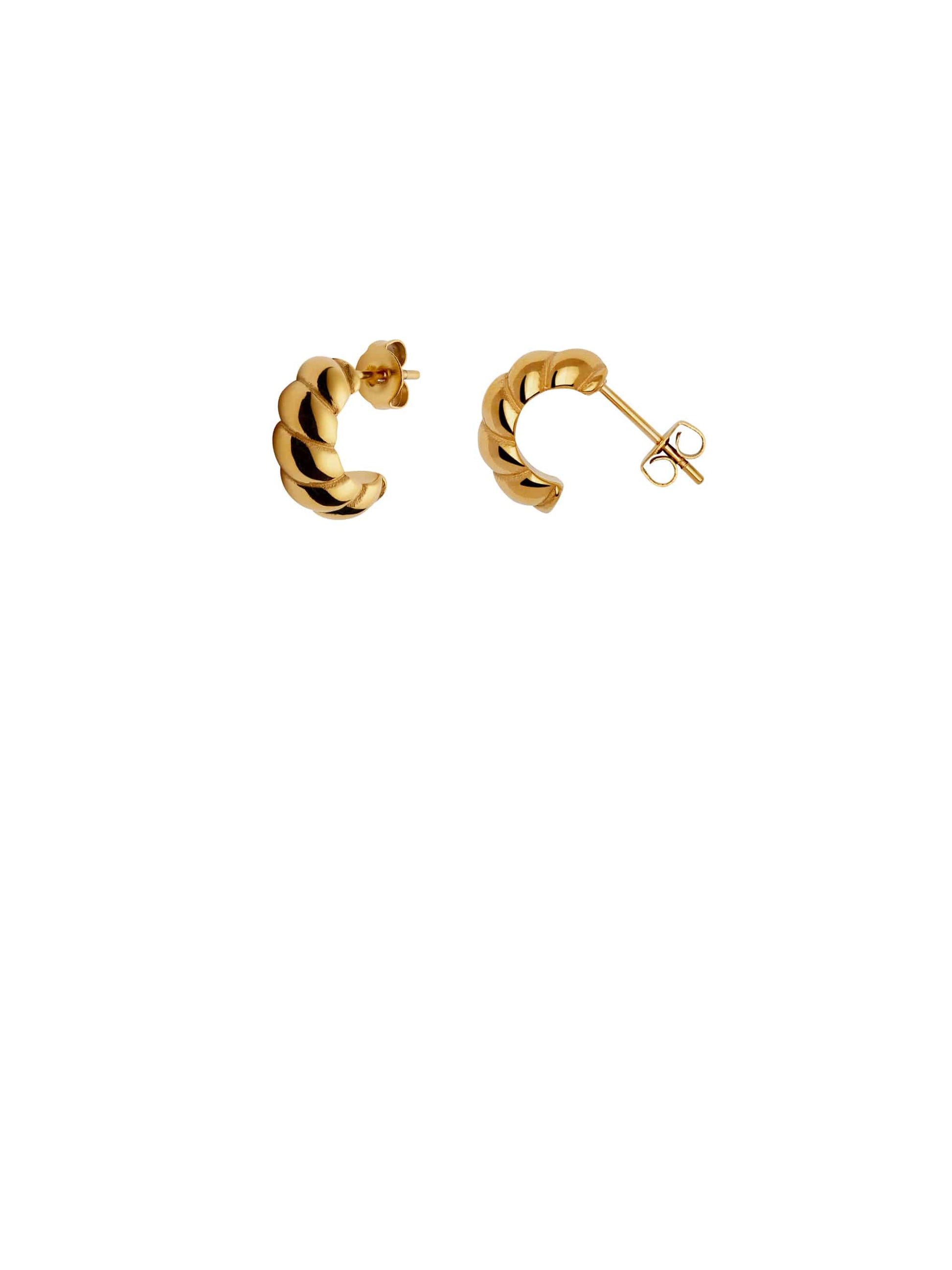 Gold Small Ridge Huggie Hoop, Tarnish-Free Gold Plating