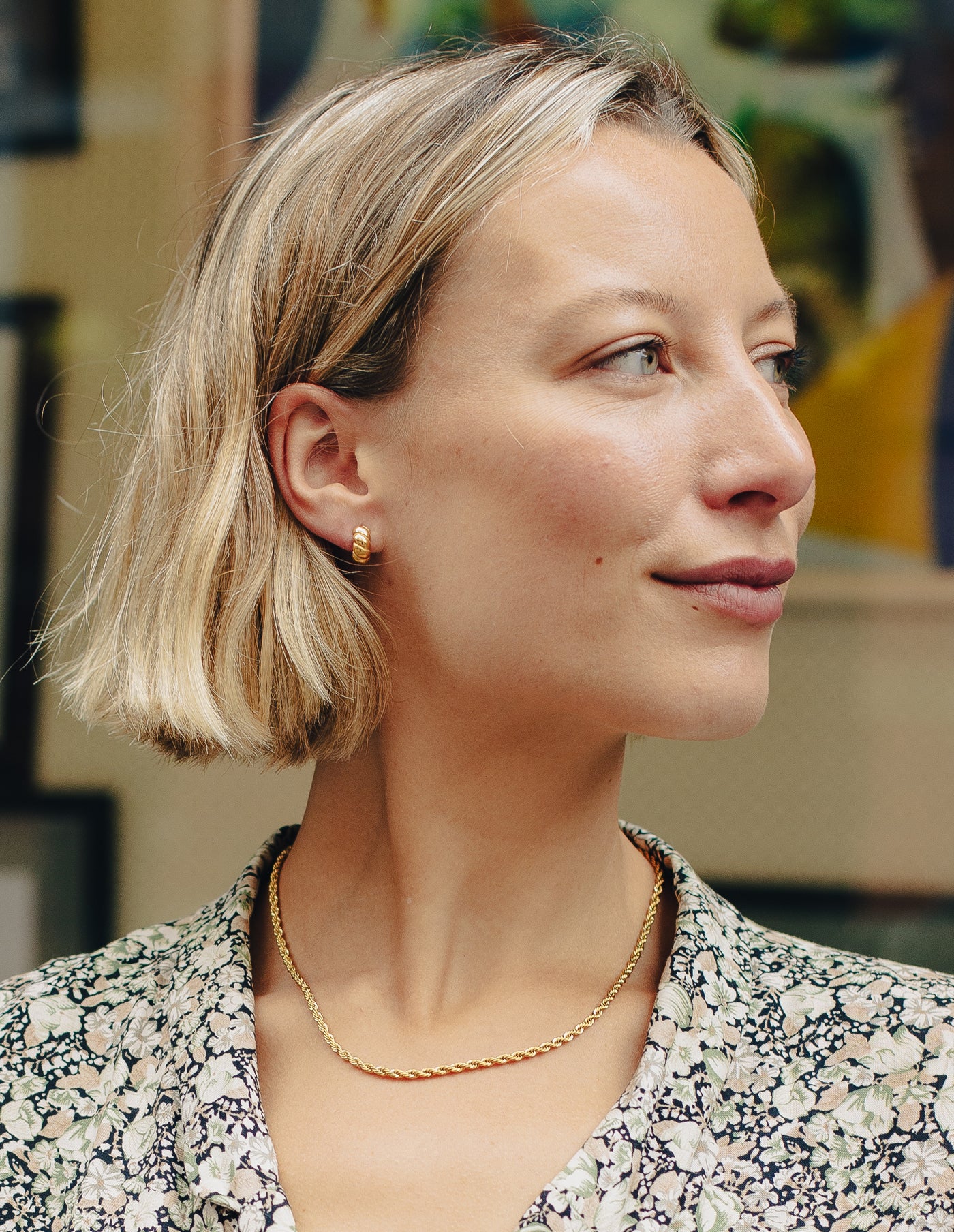 Gold Rope Twist Chain Necklace, Waterproof