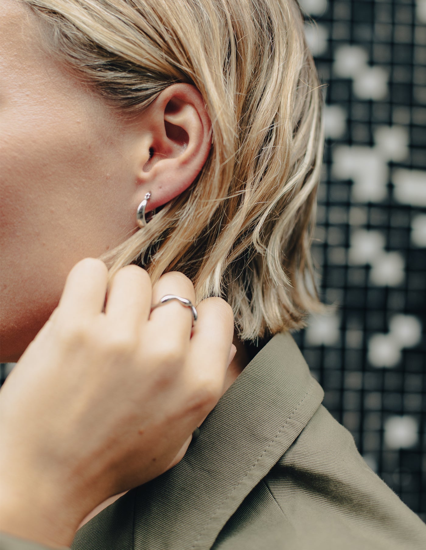 Silver Mini Crescent Hoop Earrings, Waterproof