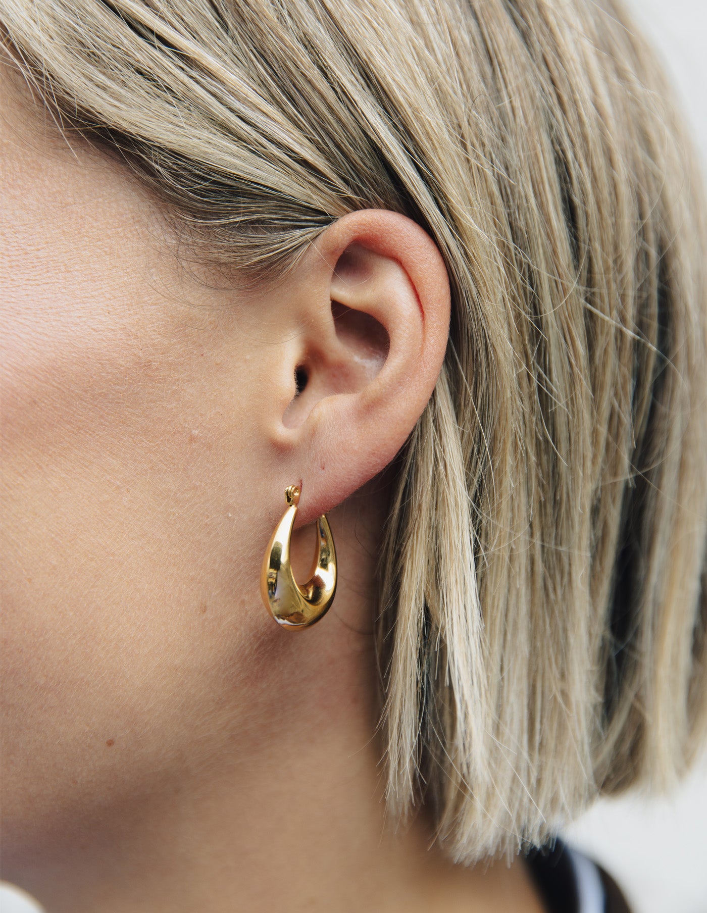 Gold Bold Crescent Hoop Earrings, Tarnish-Free Gold Plating