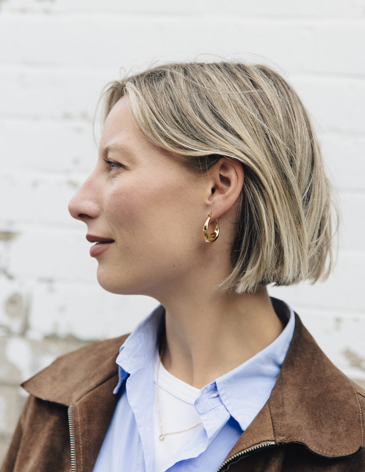 Gold Bold Crescent Hoop Earrings, Tarnish-Free Gold Plating