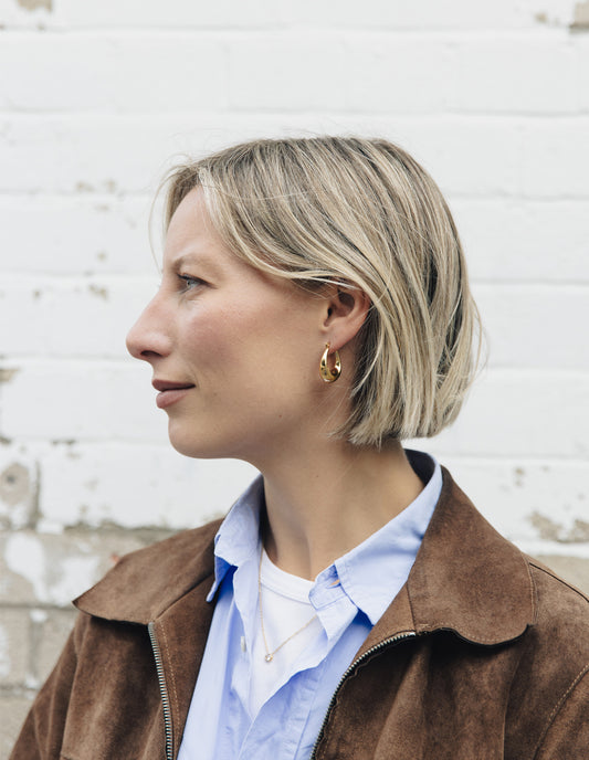 Gold Bold Crescent Hoop Earrings, Tarnish-Free Gold Plating