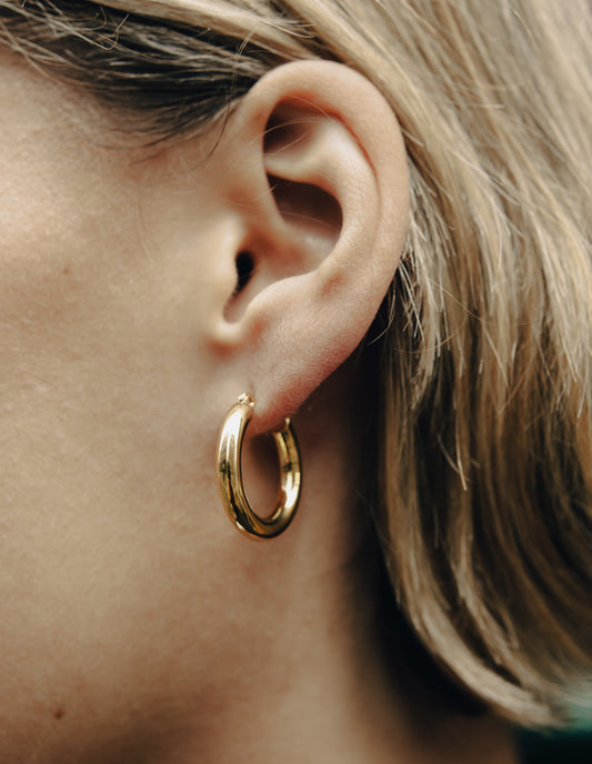 Gold Classic Hoop Earrings, Waterproof