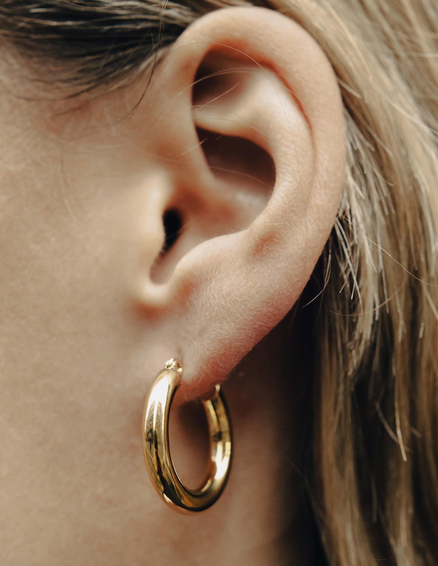 Gold Classic Hoop Earrings, Waterproof