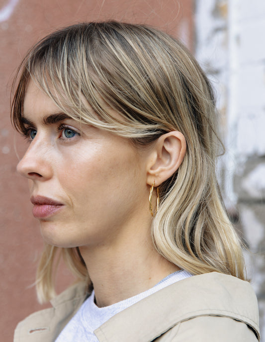 Gold Large Entwined Latch Hoop Earrings, Tarnish-Free Gold Plating