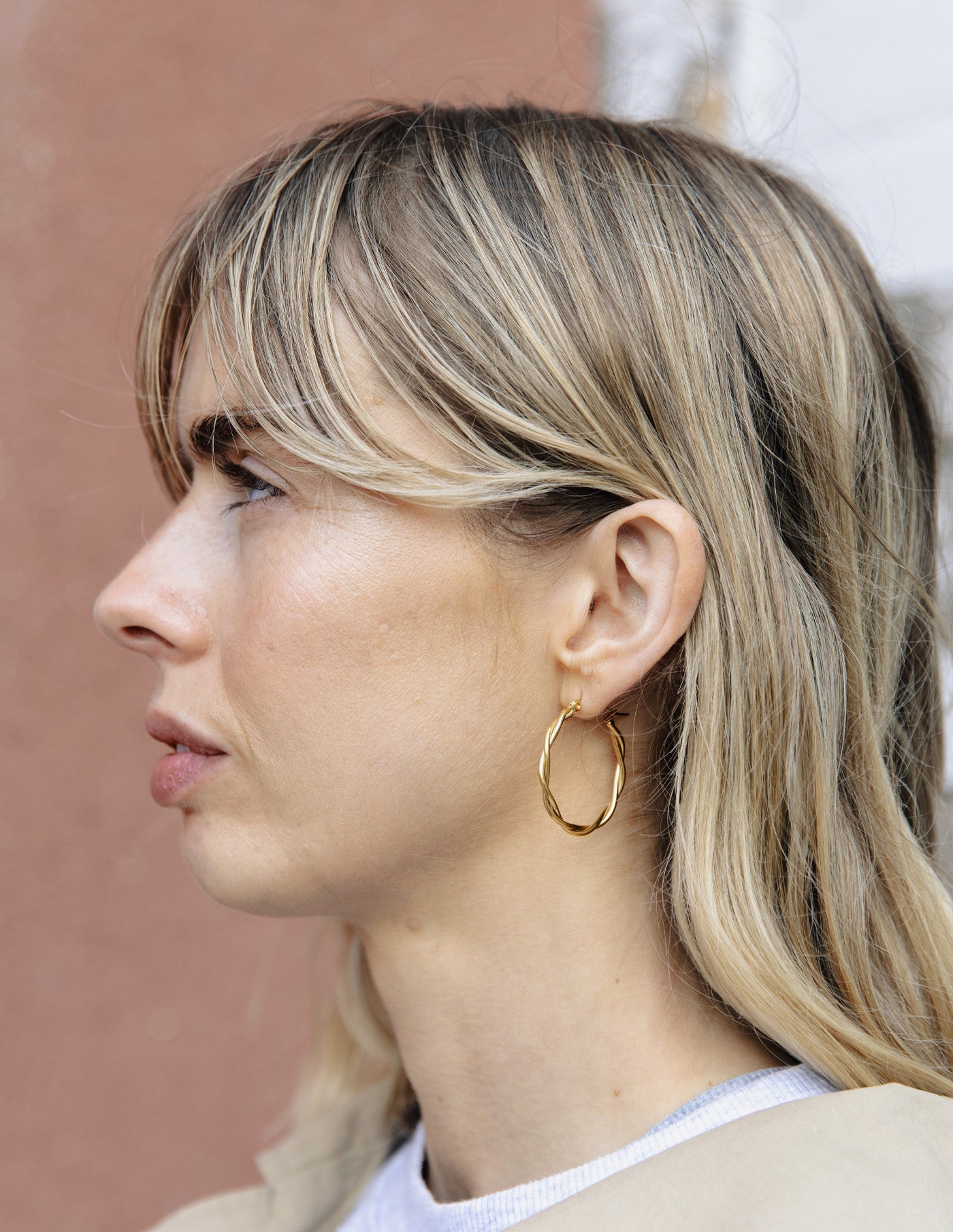 Gold Large Entwined Latch Hoop Earrings, Tarnish-Free Gold Plating