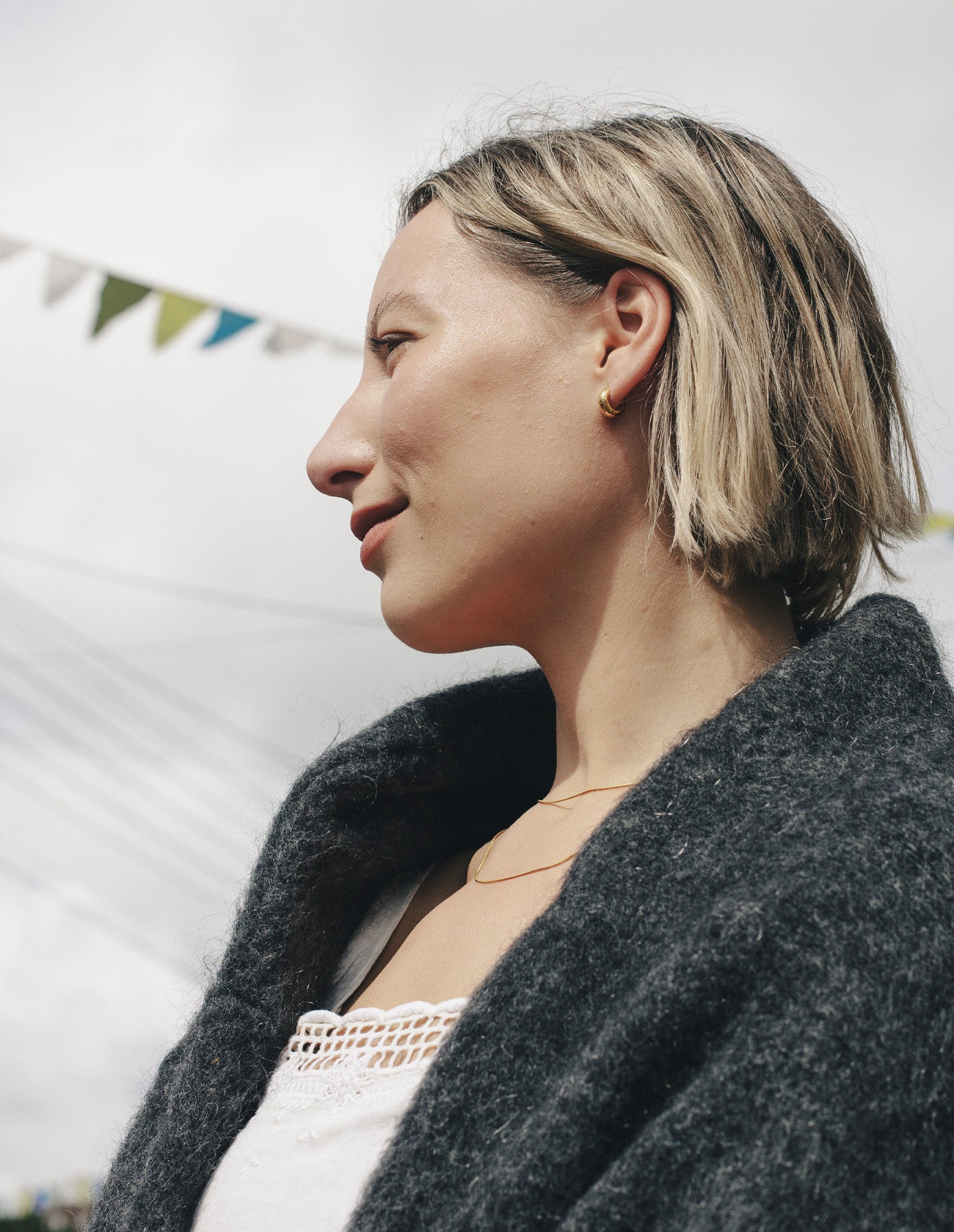 Gold Small Leverback Bold Hoop Earrings, Tarnish-Free Gold Plating