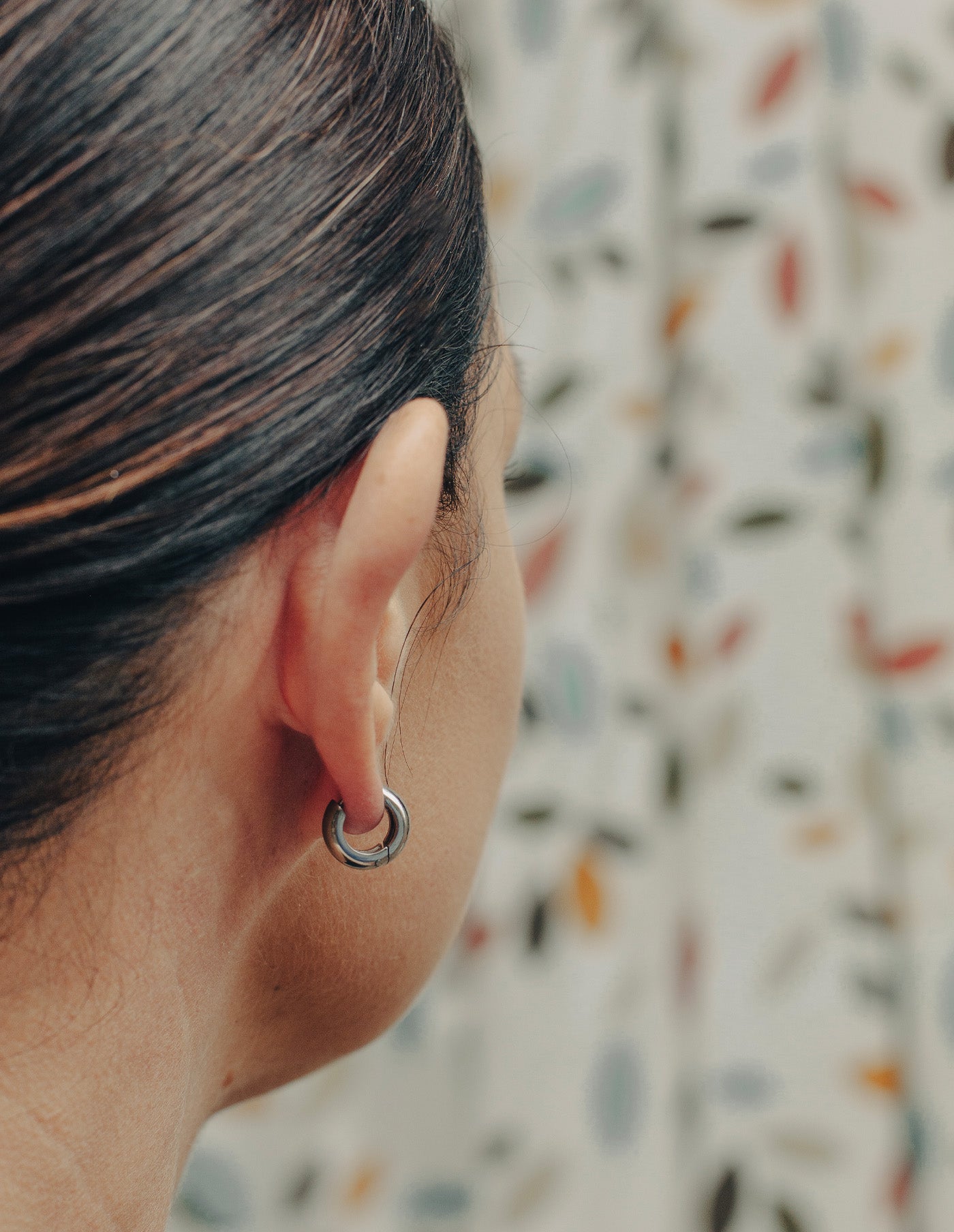 Silver Small Leverback Bold Hoop Earrings, Tarnish-Free Silver Plating