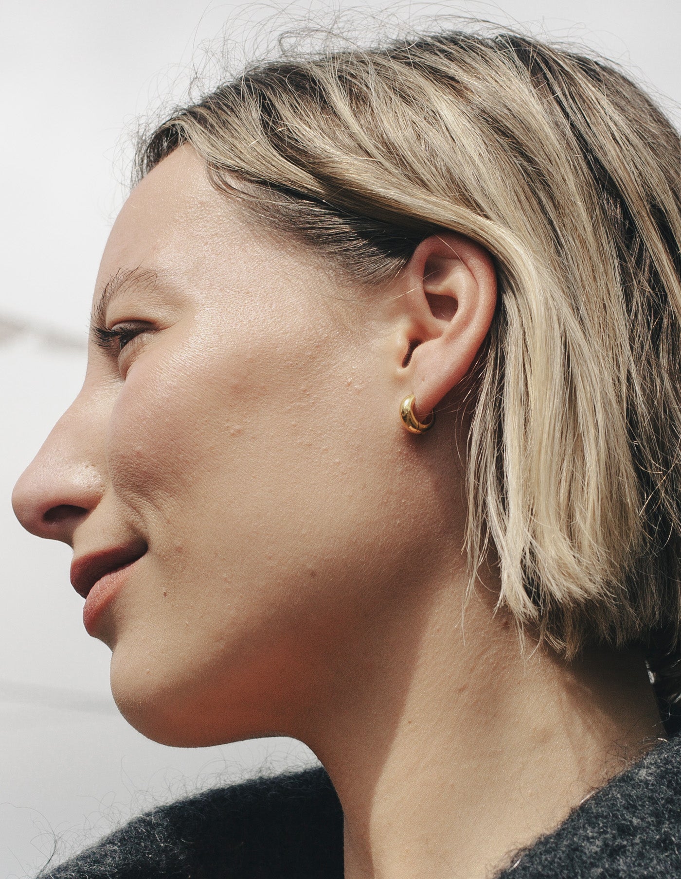 Gold Small Leverback Bold Hoop Earrings, Tarnish-Free Gold Plating