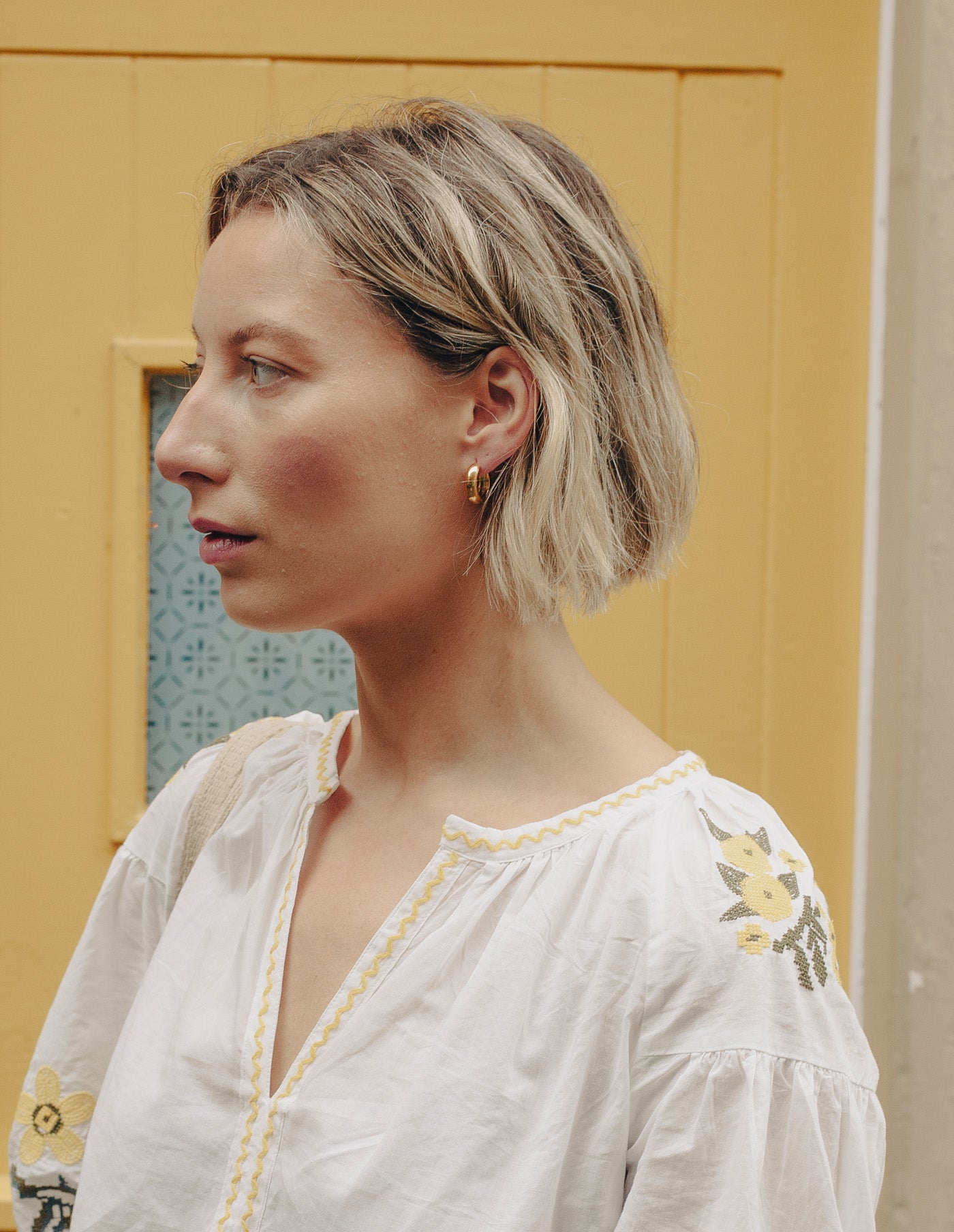 Gold Medium Leverback Bold Hoop Earrings, Tarnish-Free Gold Plating