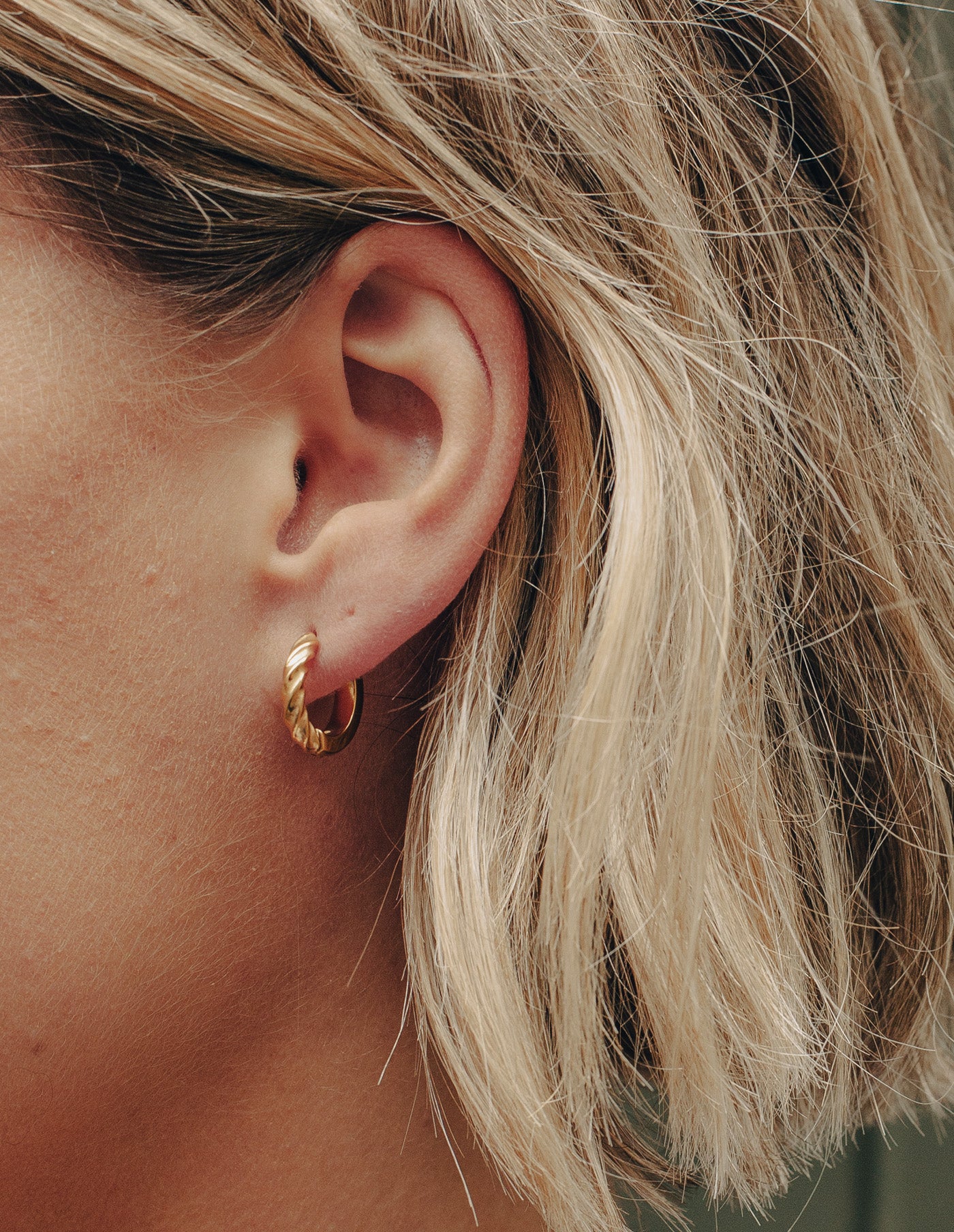 Gold Mini Twist Huggie Hoop Earrings, Tarnish-Free Gold Plating