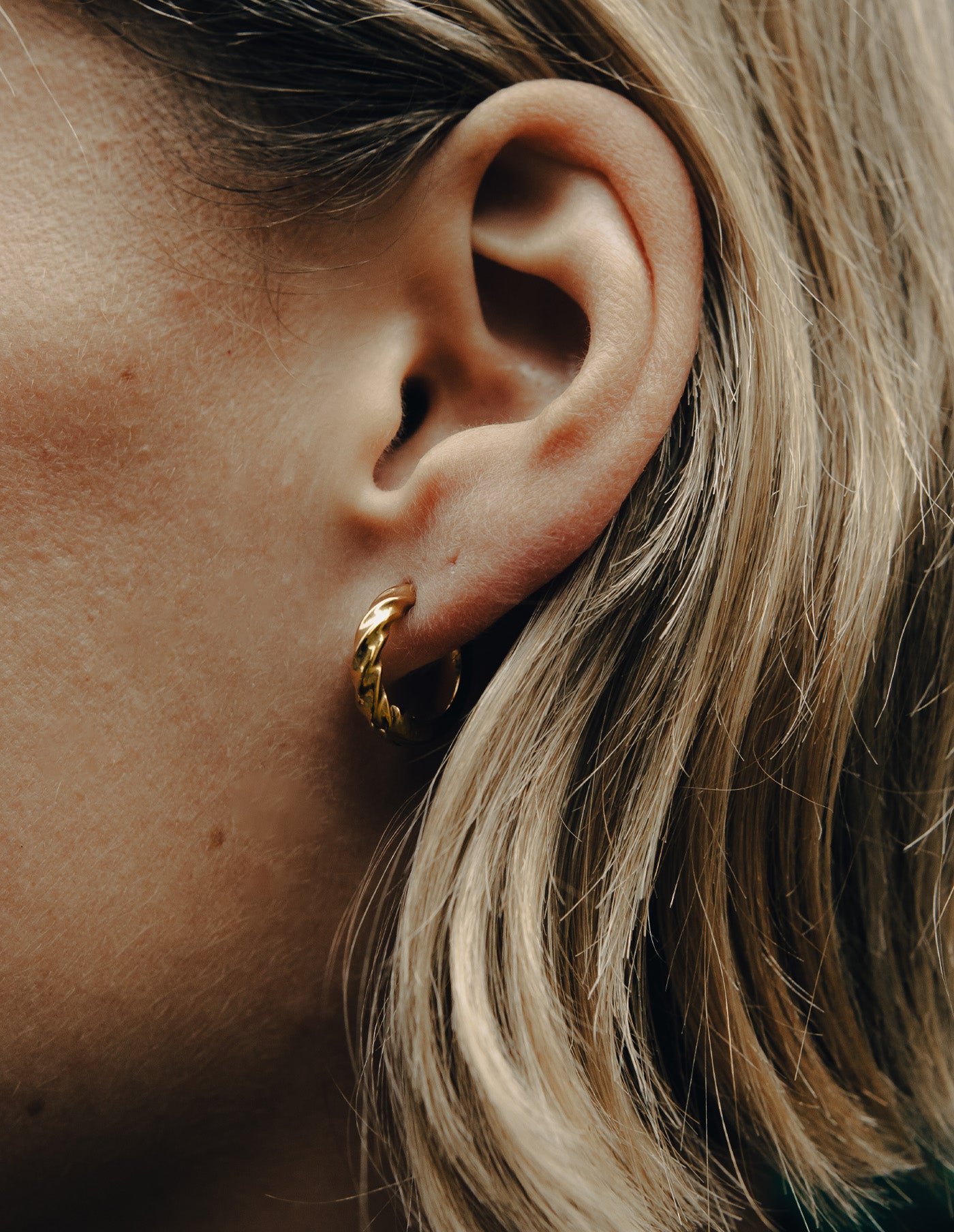 Gold Mini Twist Huggie Hoop Earrings, Tarnish-Free Gold Plating